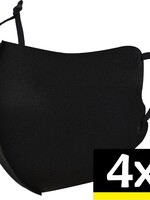 LUQ LUQ Verstelbaar Wasbaar mondmasker - Zwart - 4 PACK