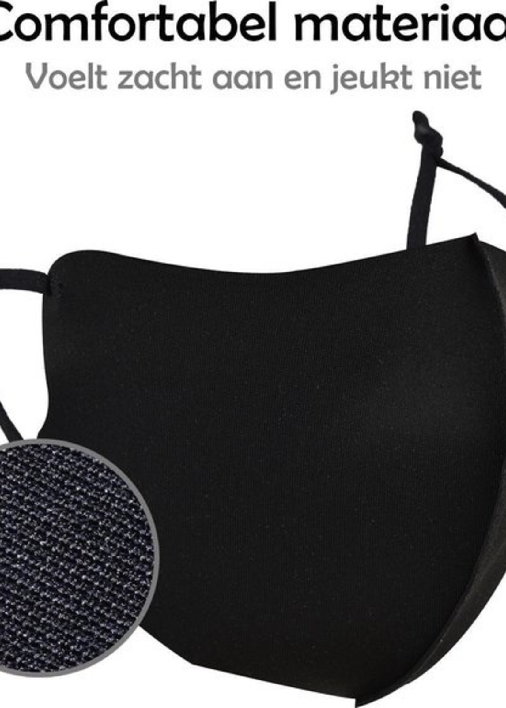 LUQ Mondkapje Wasbaar Zwart Verstelbaar - Mondmasker Wasbaar - Mondkapje Zwart Wasbaar - Mondkapjes Wasbaar Zwart Verstelbaar - 4 Stuks