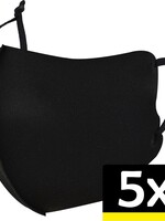 LUQ LUQ Verstelbaar Wasbaar mondmasker - Zwart - 5 PACK