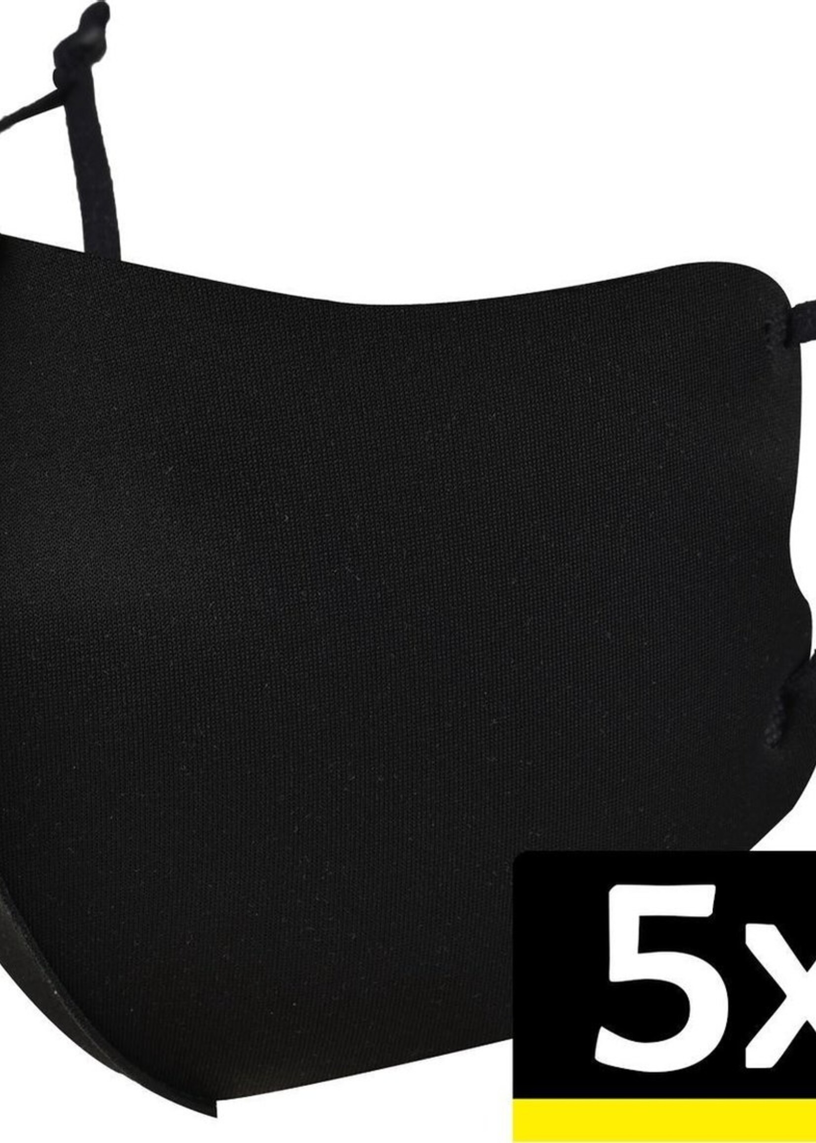 LUQ Mondkapje Wasbaar Zwart Verstelbaar - Mondmasker Wasbaar - Mondkapje Zwart Wasbaar - Mondkapjes Wasbaar Zwart Verstelbaar - 5 Stuks