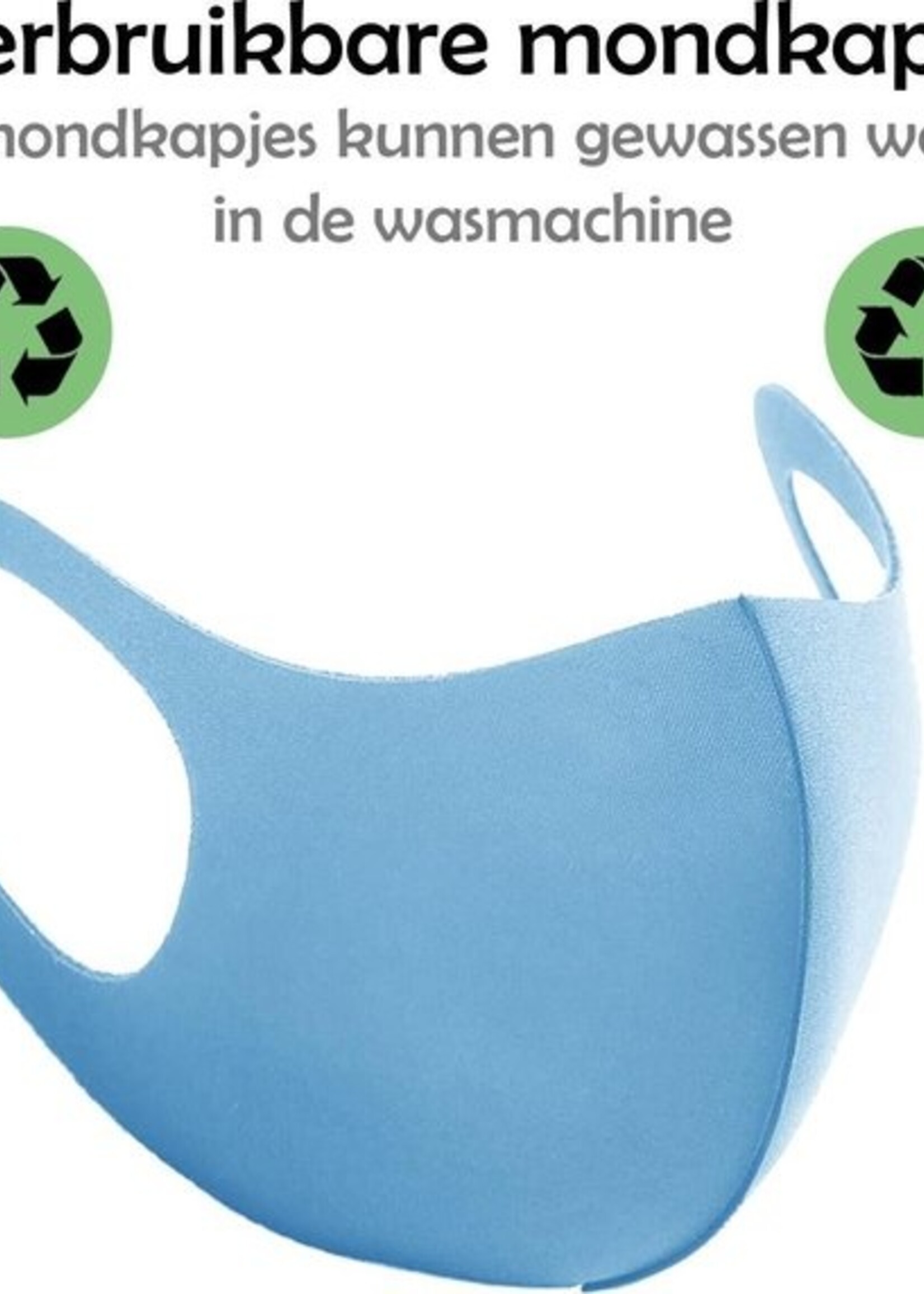 LUQ Mondkapje Wasbaar Mondmasker Blauw Mondkapjes Niet-medisch - 3 stuks