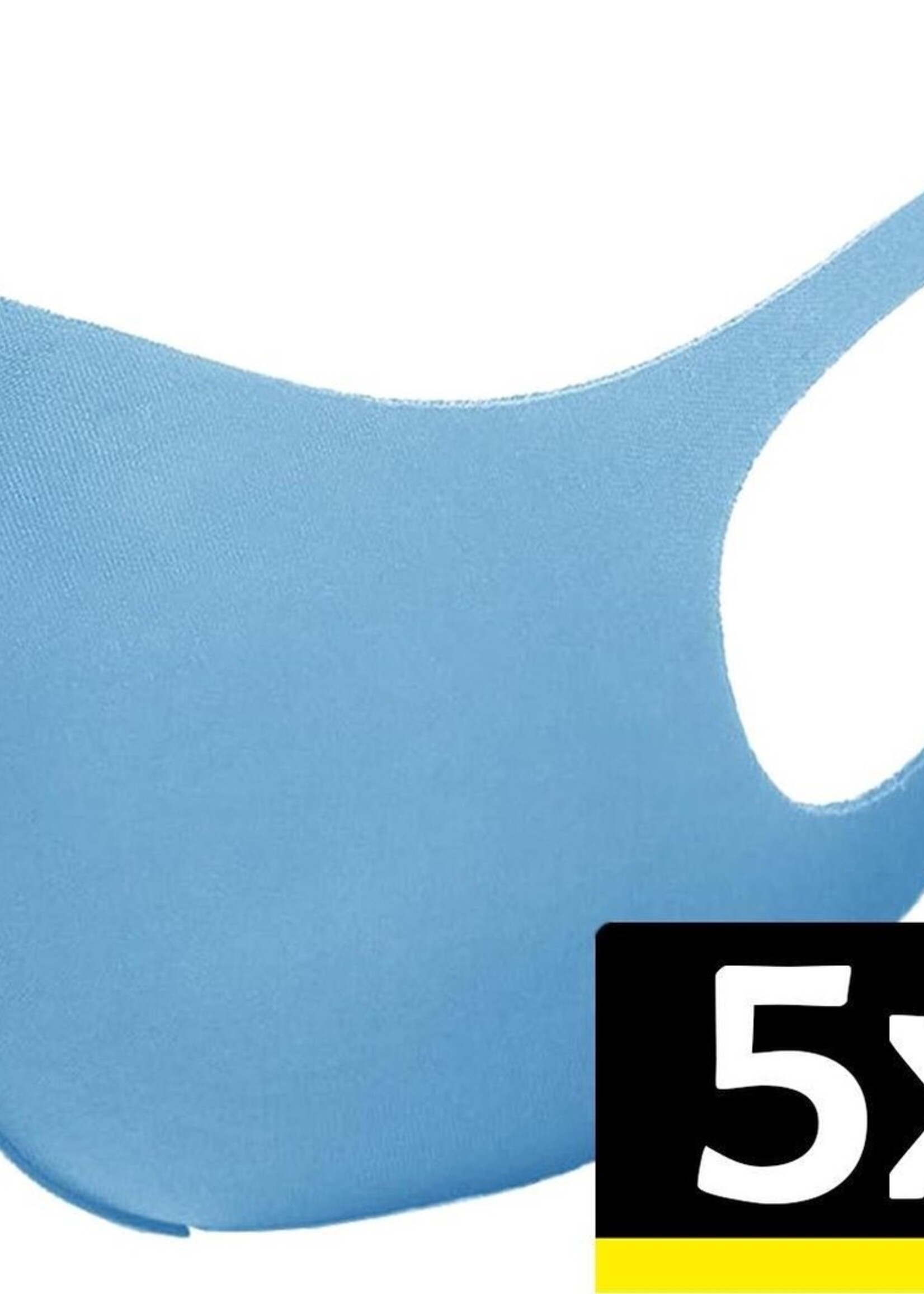 LUQ Mondkapje Wasbaar Mondmasker Blauw Mondkapjes Niet-medisch - 5 stuks