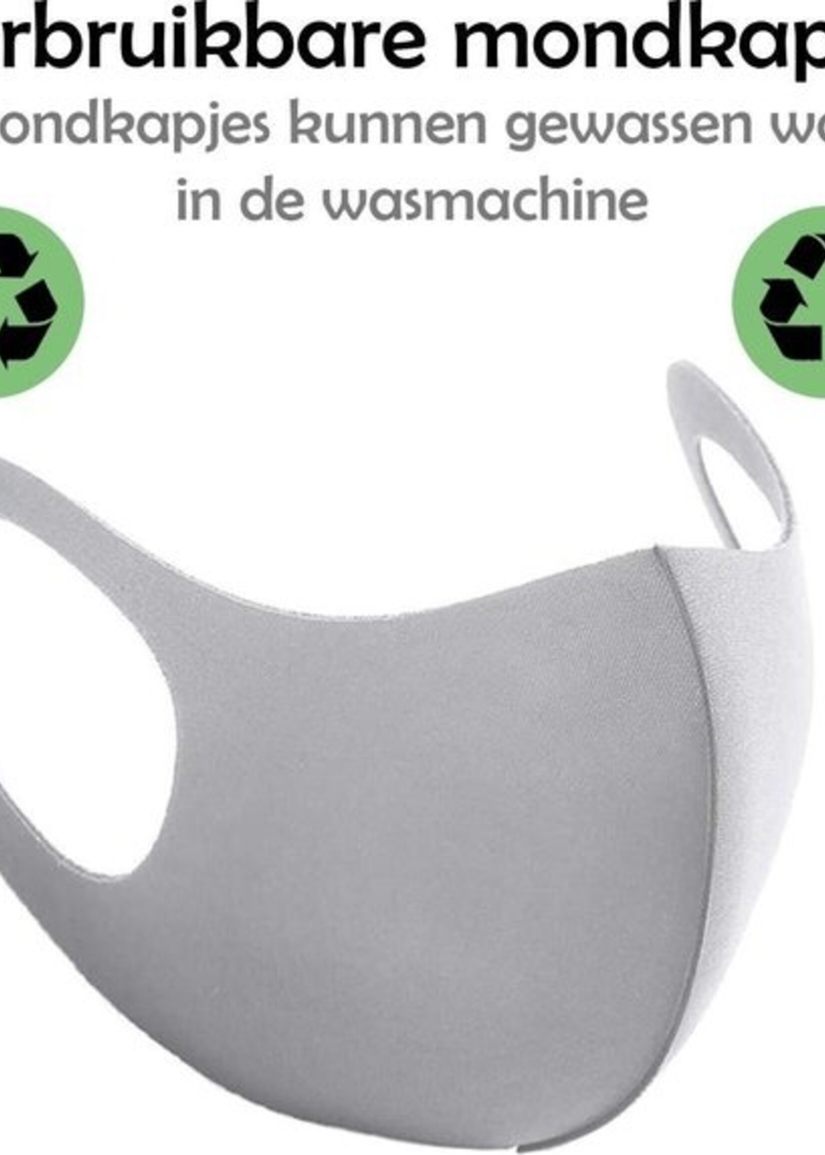 LUQ Mondkapje Wasbaar Mondmasker Grijs Mondkapjes Niet-medisch - 2 stuks