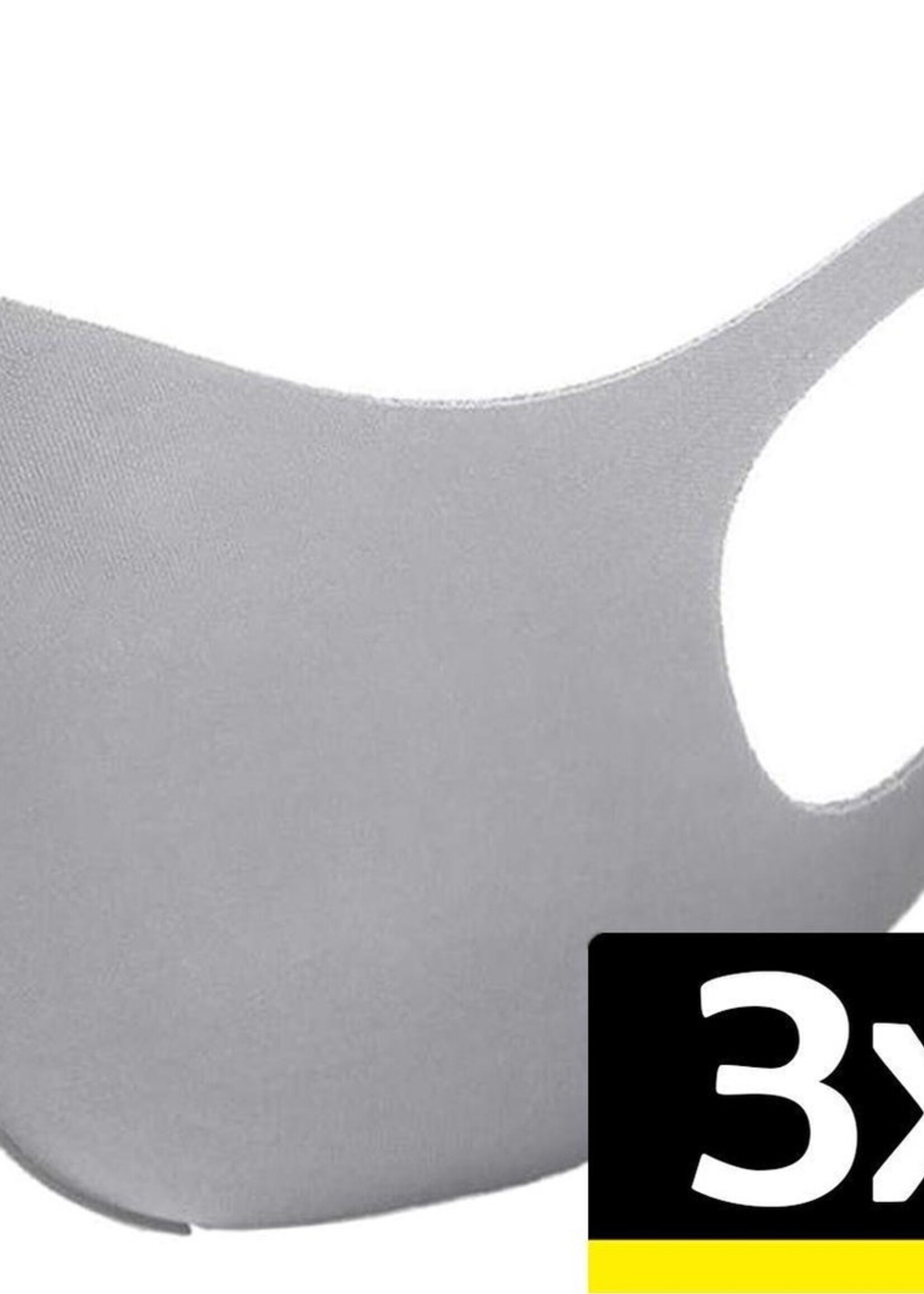 LUQ Mondkapje Wasbaar Mondmasker Grijs Mondkapjes Niet-medisch - 3 stuks
