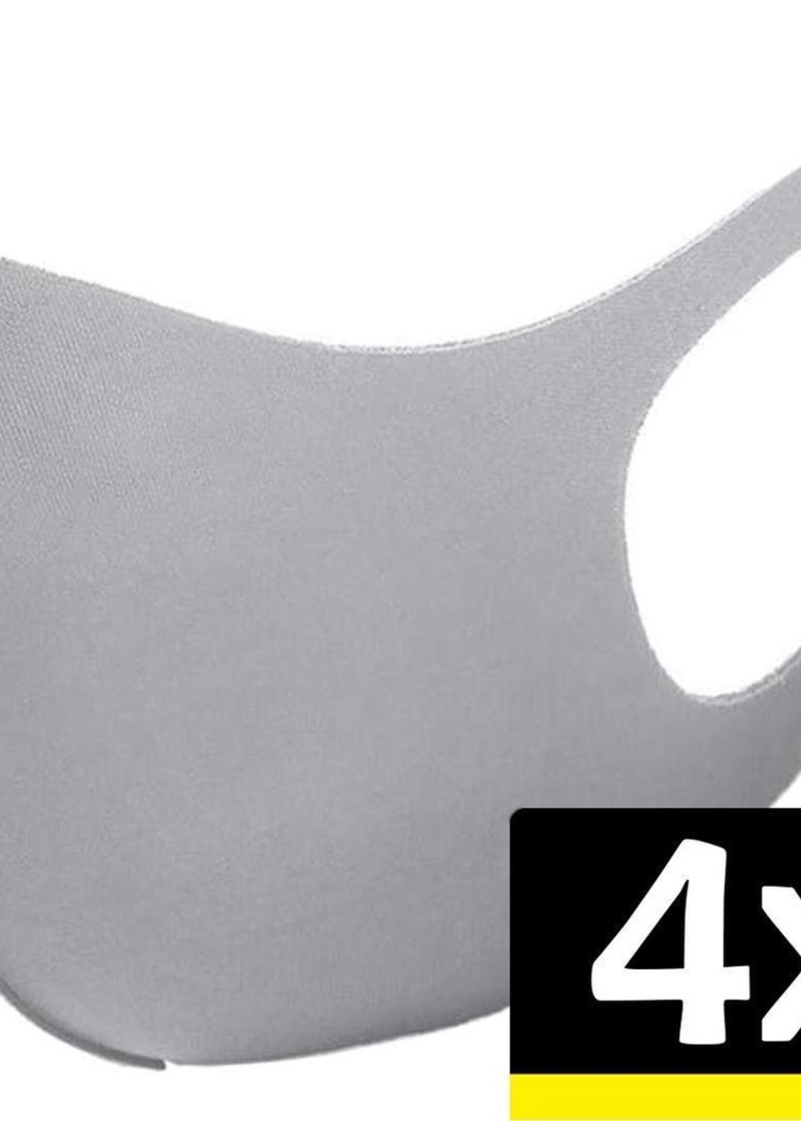 LUQ Mondkapje Wasbaar Mondmasker Grijs Mondkapjes Niet-medisch - 4 stuks