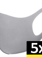 LUQ LUQ Wasbaar mondmasker - Grijs - 5 PACK