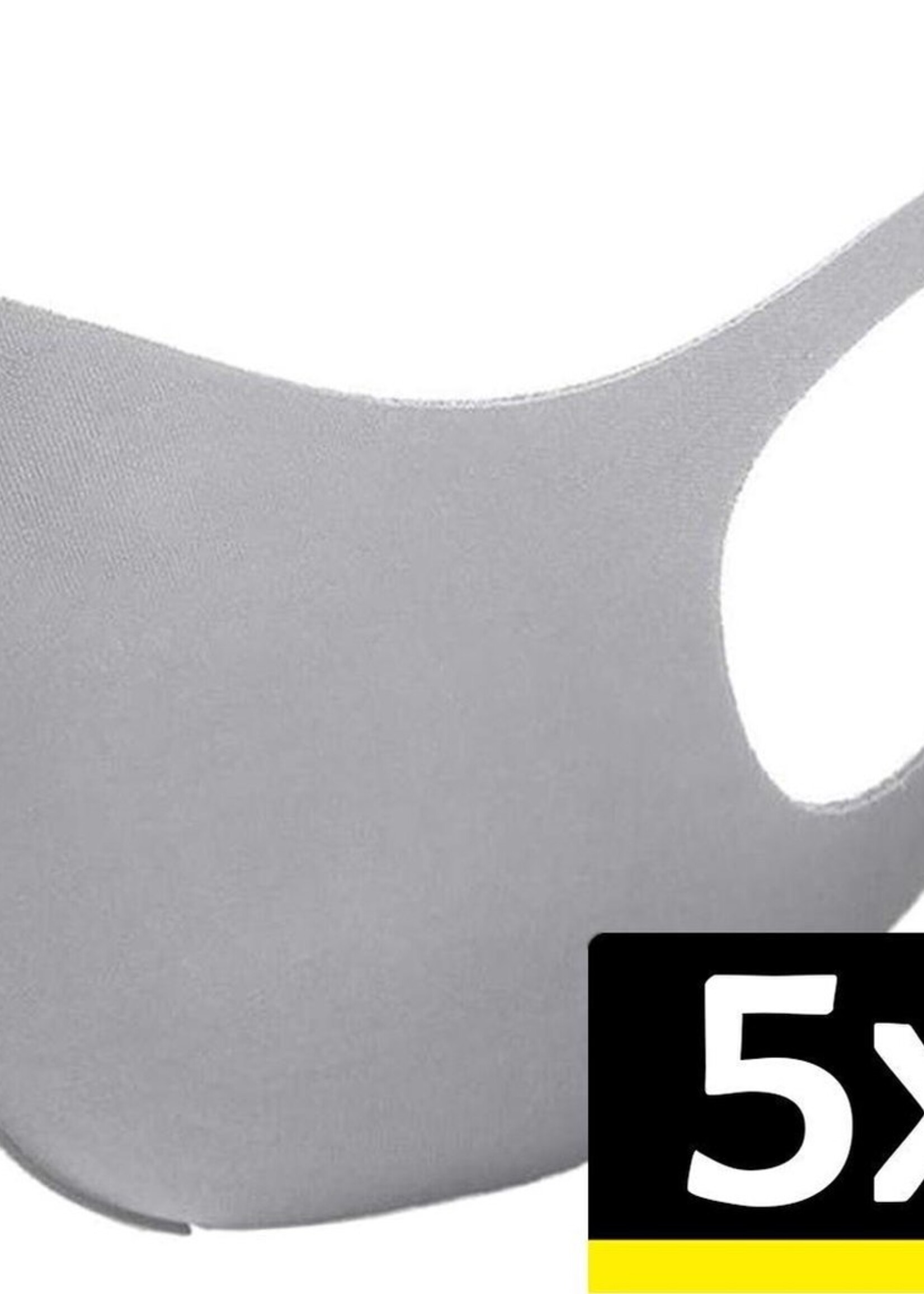 LUQ Mondkapje Wasbaar Mondmasker Grijs Mondkapjes Niet-medisch - 5 stuks