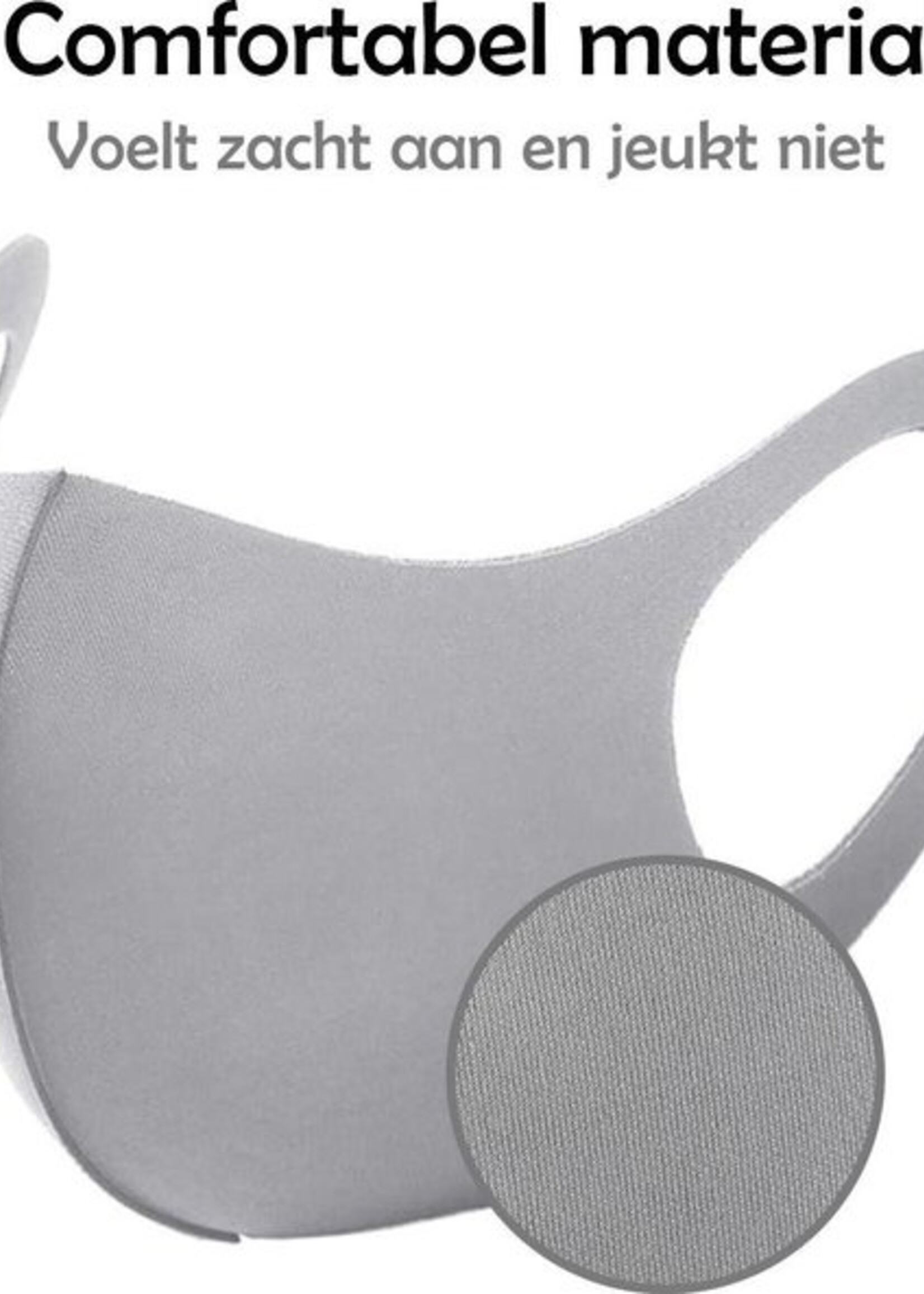 LUQ Mondkapje Wasbaar Mondmasker Grijs Mondkapjes Niet-medisch - 10 stuks