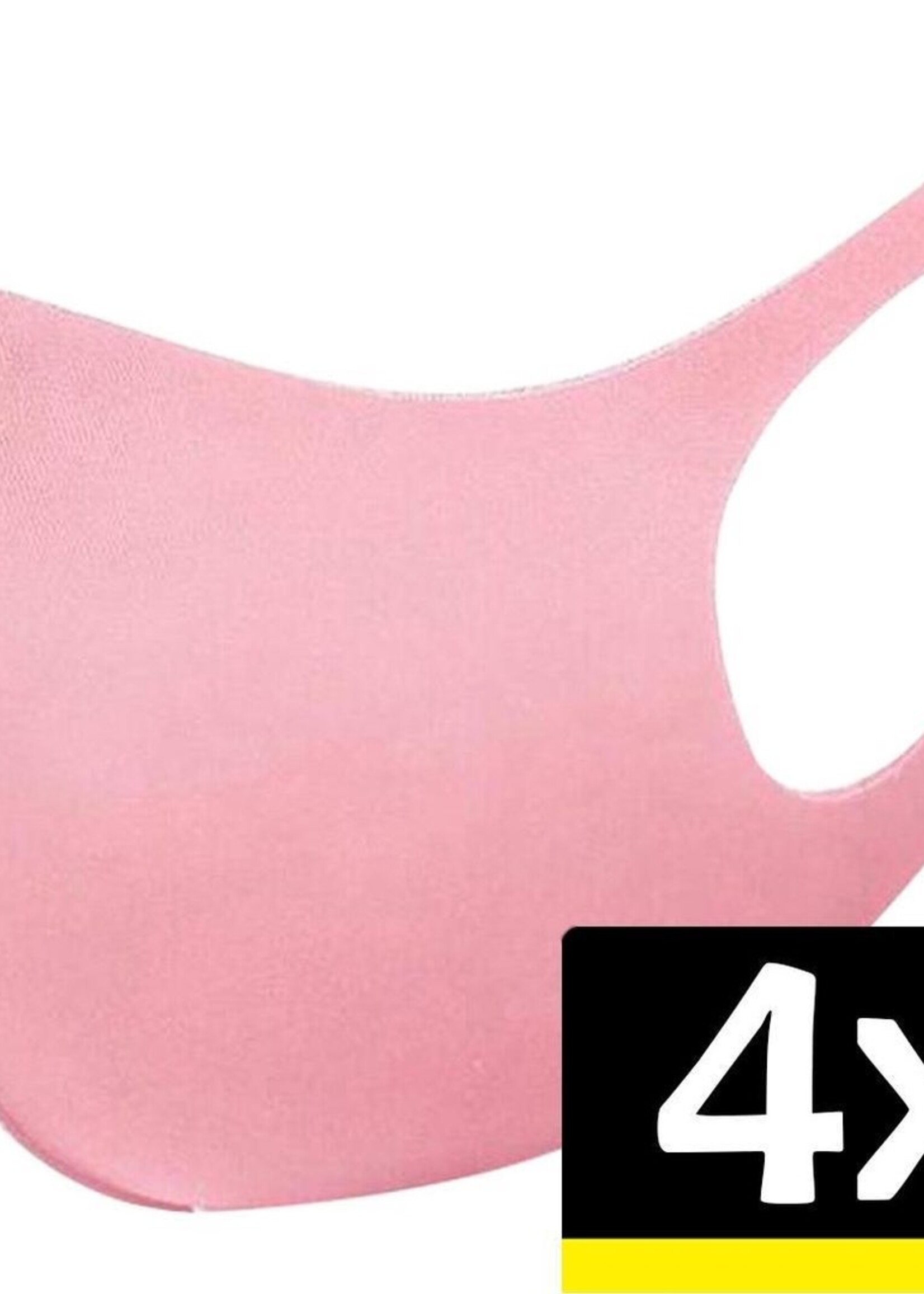 LUQ Mondkapje Wasbaar Mondmasker Roze Mondkapjes Niet-medisch - 4 stuks