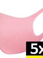 LUQ LUQ Wasbaar mondmasker - Roze - 5 PACK