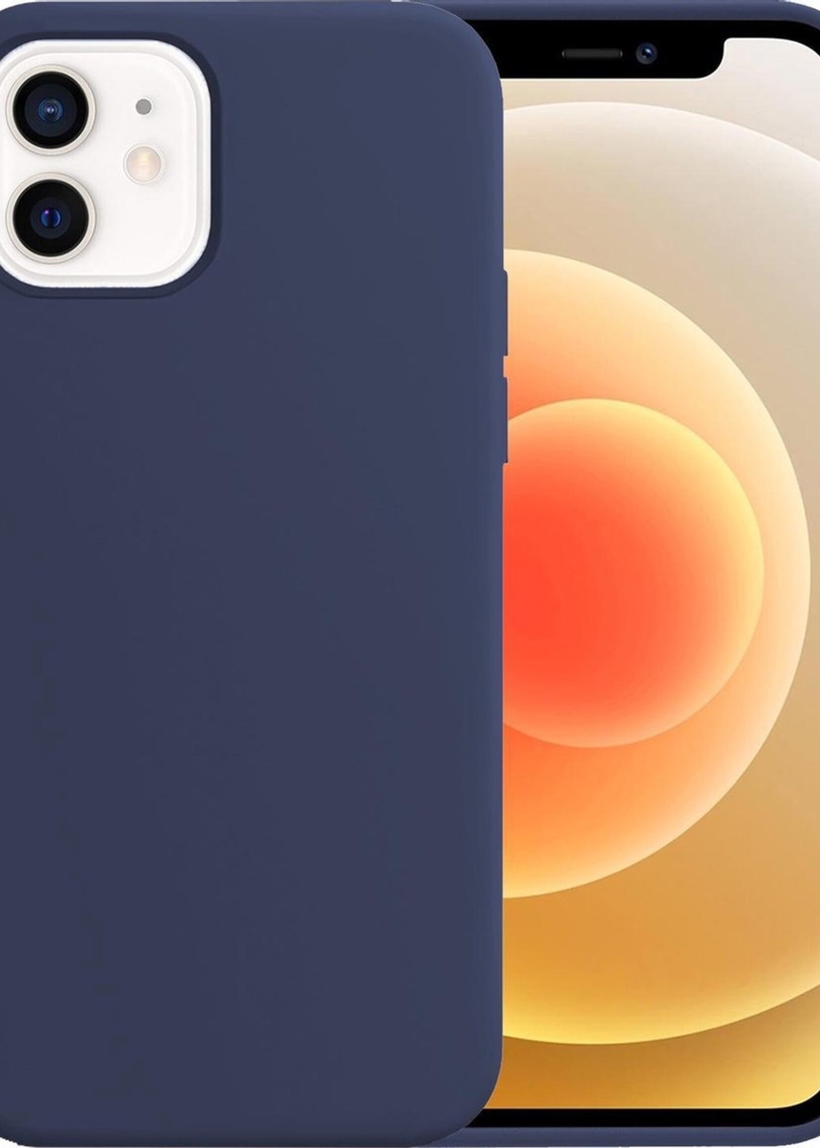LUQ Hoesje Geschikt voor iPhone 12 Hoesje Siliconen Case - Hoes Geschikt voor iPhone 12 Hoes Siliconen - Donkerblauw