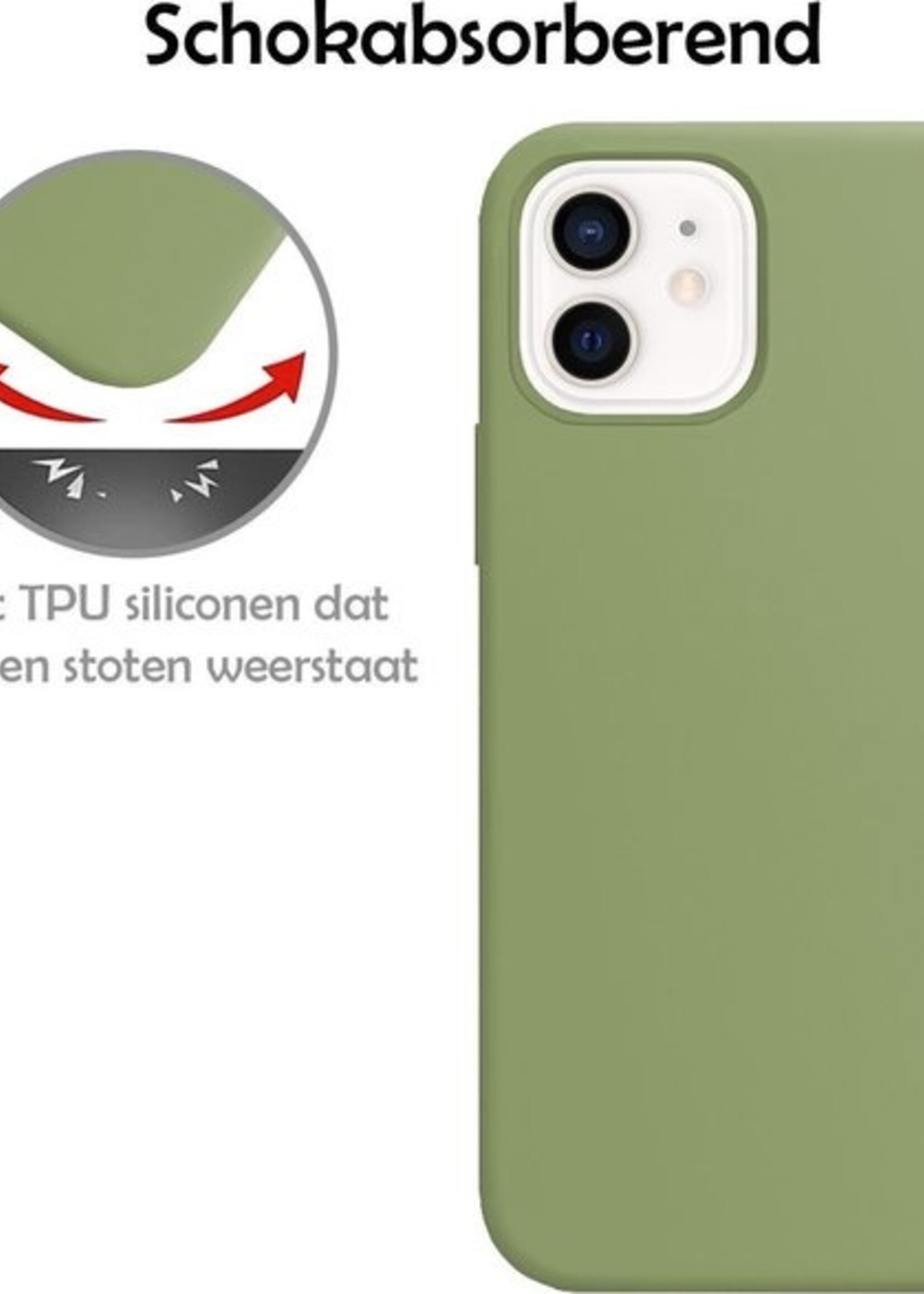 LUQ Hoesje Geschikt voor iPhone 12 Hoesje Siliconen Case - Hoes Geschikt voor iPhone 12 Hoes Siliconen - Groen