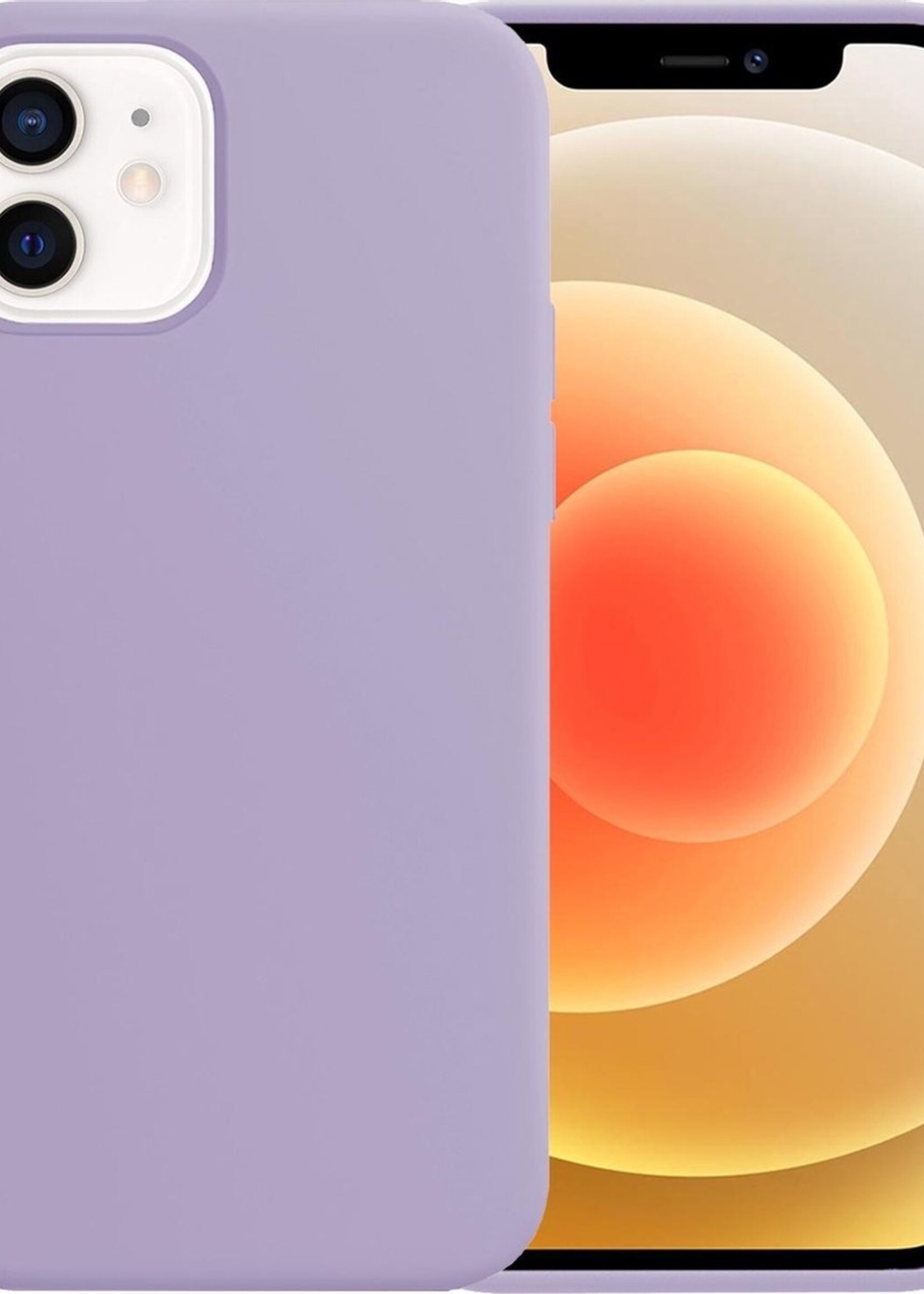 LUQ Hoesje Geschikt voor iPhone 12 Hoesje Siliconen Case - Hoes Geschikt voor iPhone 12 Hoes Siliconen - Lila