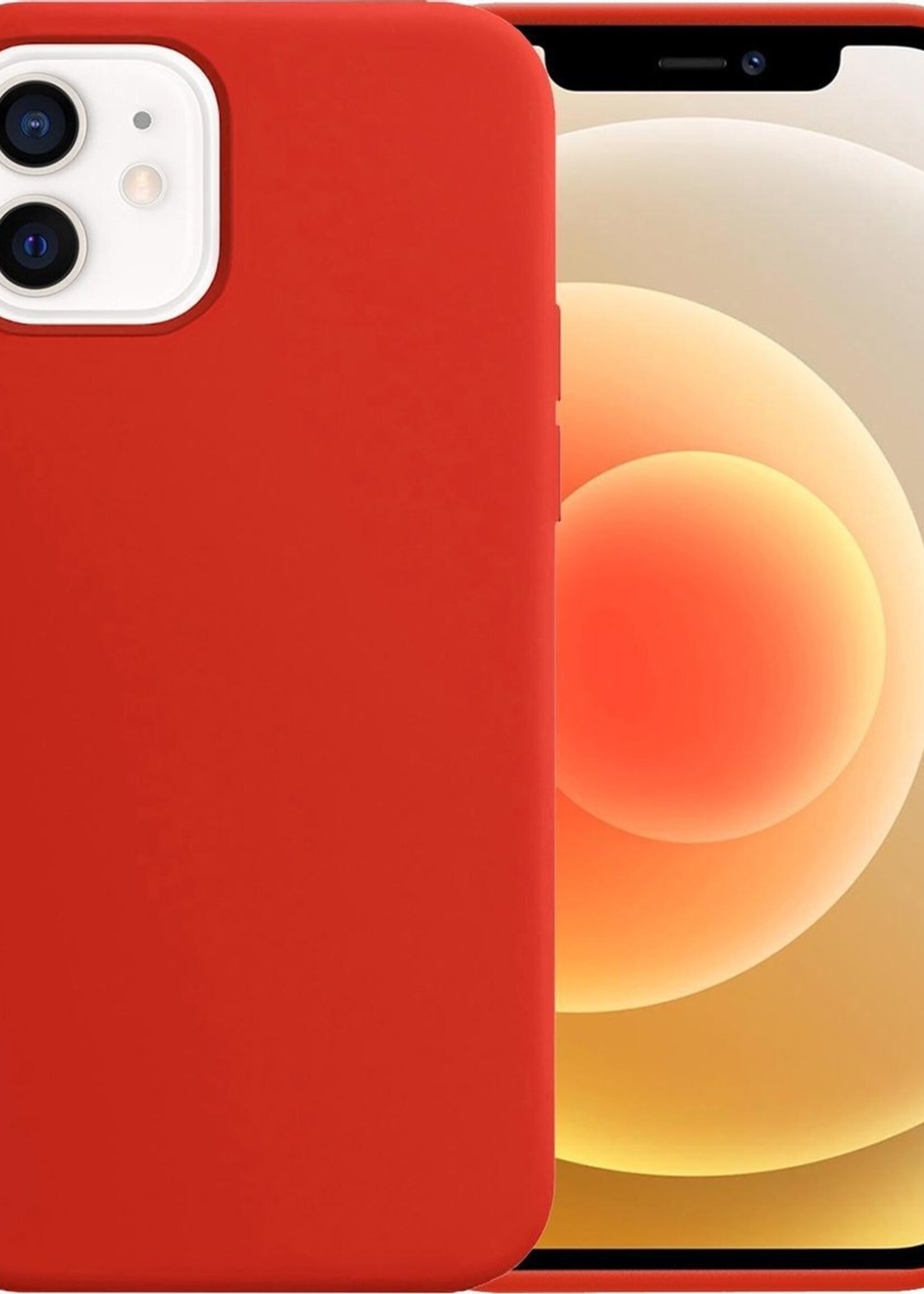LUQ Hoesje Geschikt voor iPhone 12 Hoesje Siliconen Case - Hoes Geschikt voor iPhone 12 Hoes Siliconen - Rood