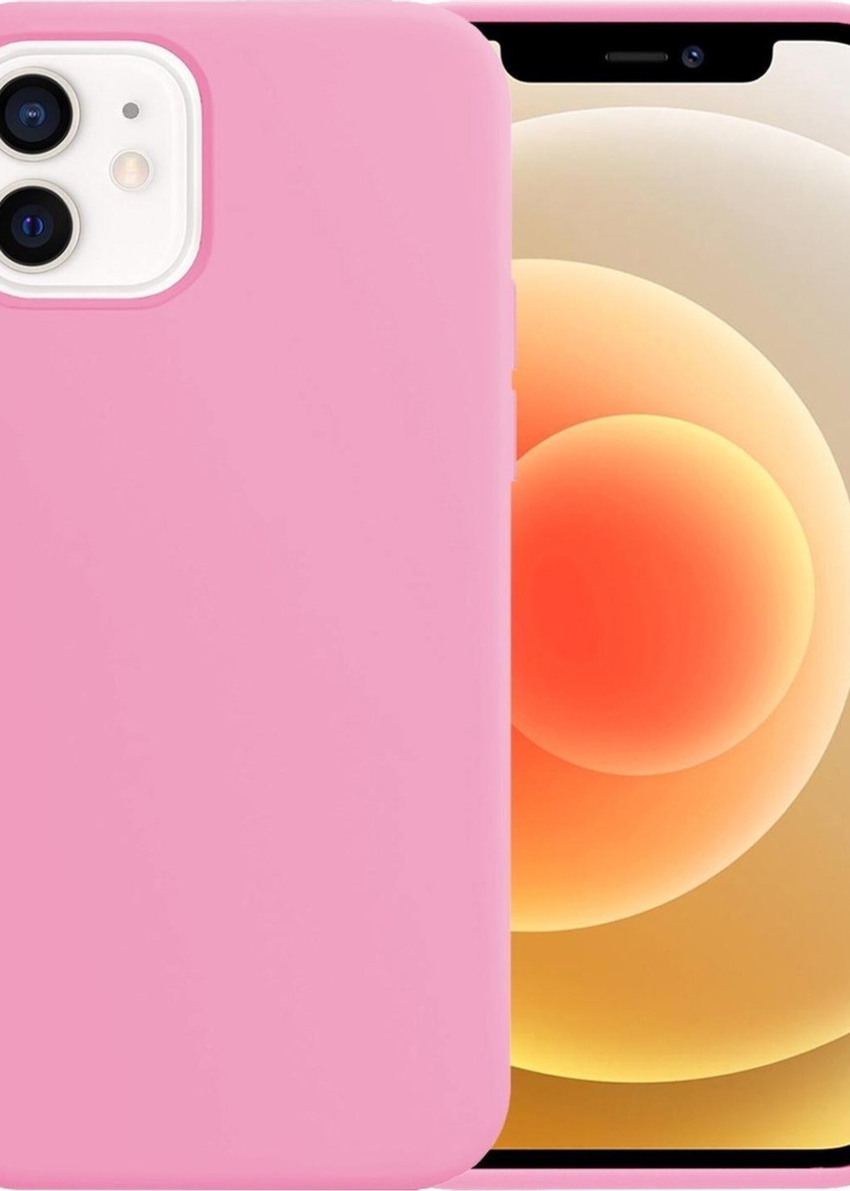 LUQ Hoesje Geschikt voor iPhone 12 Hoesje Siliconen Case - Hoes Geschikt voor iPhone 12 Hoes Siliconen - Roze