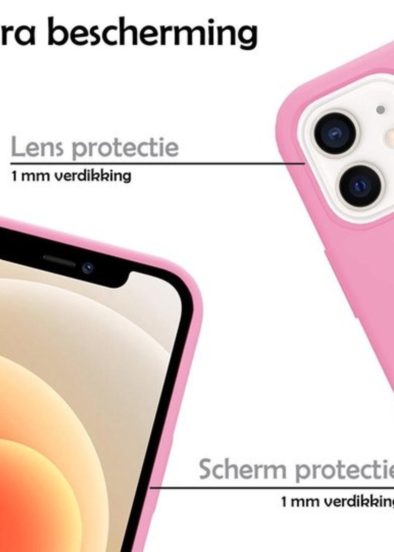 LUQ Hoesje Geschikt voor iPhone 12 Hoesje Siliconen Case - Hoes Geschikt voor iPhone 12 Hoes Siliconen - Roze
