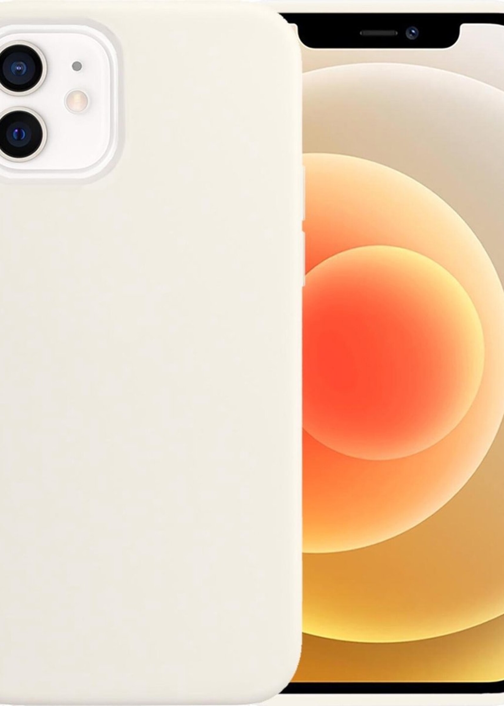 LUQ Hoesje Geschikt voor iPhone 12 Hoesje Siliconen Case - Hoes Geschikt voor iPhone 12 Hoes Siliconen - Wit