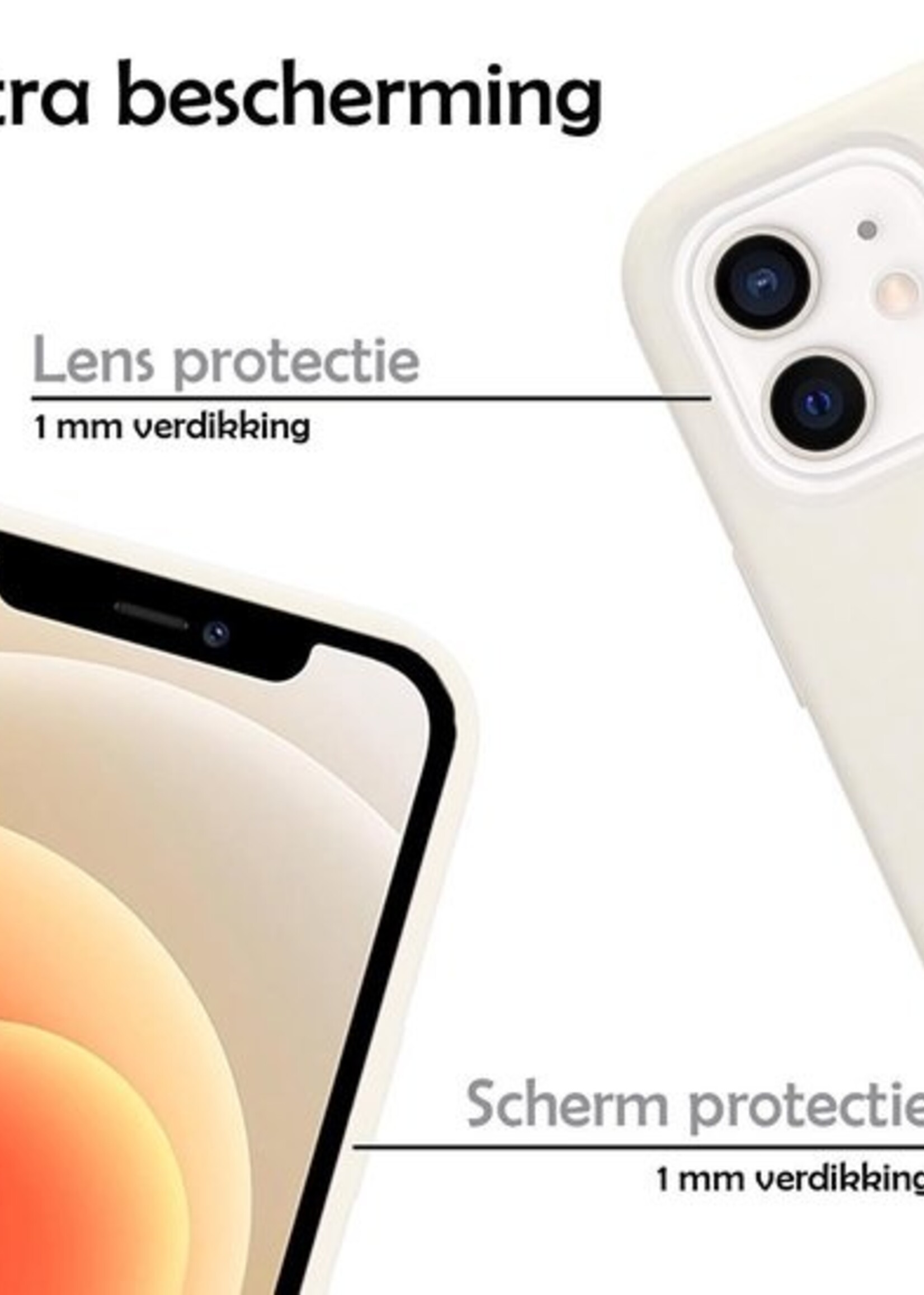 LUQ Hoesje Geschikt voor iPhone 12 Hoesje Siliconen Case - Hoes Geschikt voor iPhone 12 Hoes Siliconen - Wit