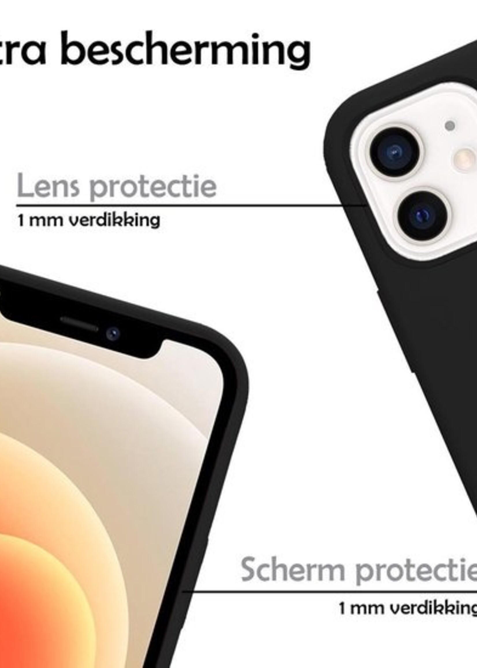 LUQ Hoesje Geschikt voor iPhone 12 Hoesje Siliconen Case - Hoes Geschikt voor iPhone 12 Hoes Siliconen - Zwart