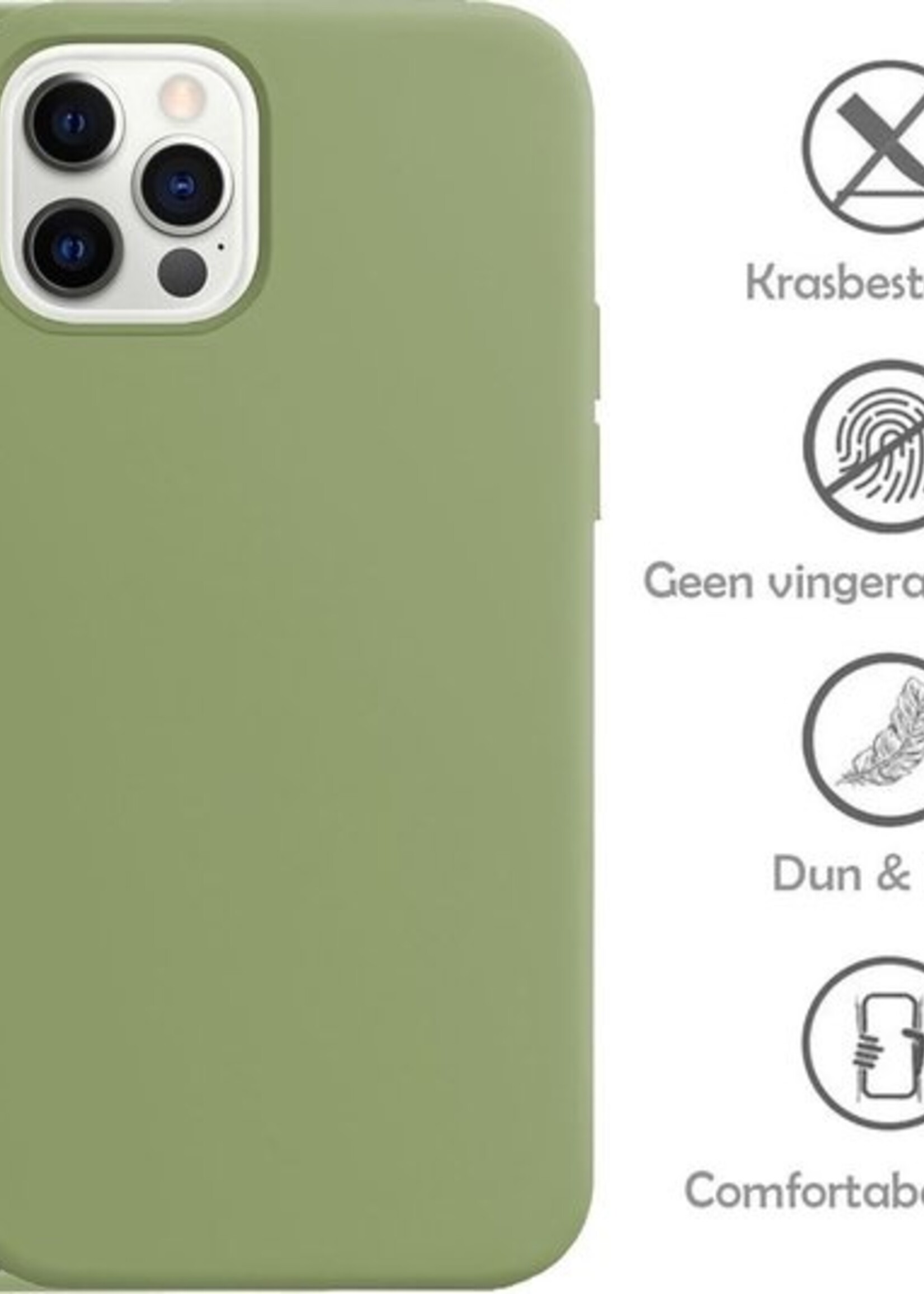 LUQ Hoesje Geschikt voor iPhone 12 Pro Hoesje Siliconen Case - Hoes Geschikt voor iPhone 12 Pro Hoes Siliconen - Groen
