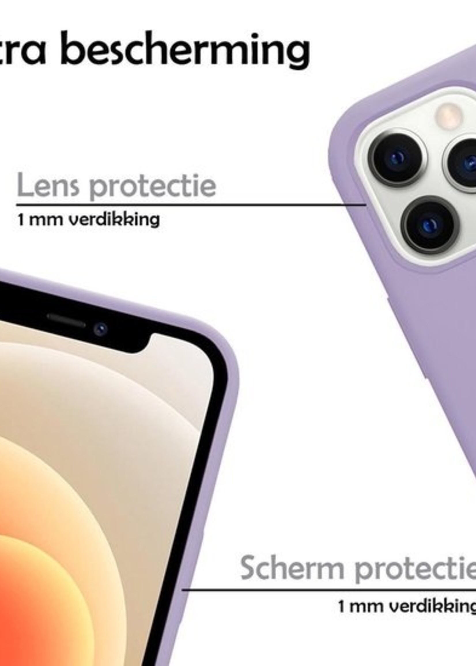 LUQ Hoesje Geschikt voor iPhone 12 Pro Hoesje Siliconen Case - Hoes Geschikt voor iPhone 12 Pro Hoes Siliconen - Lila