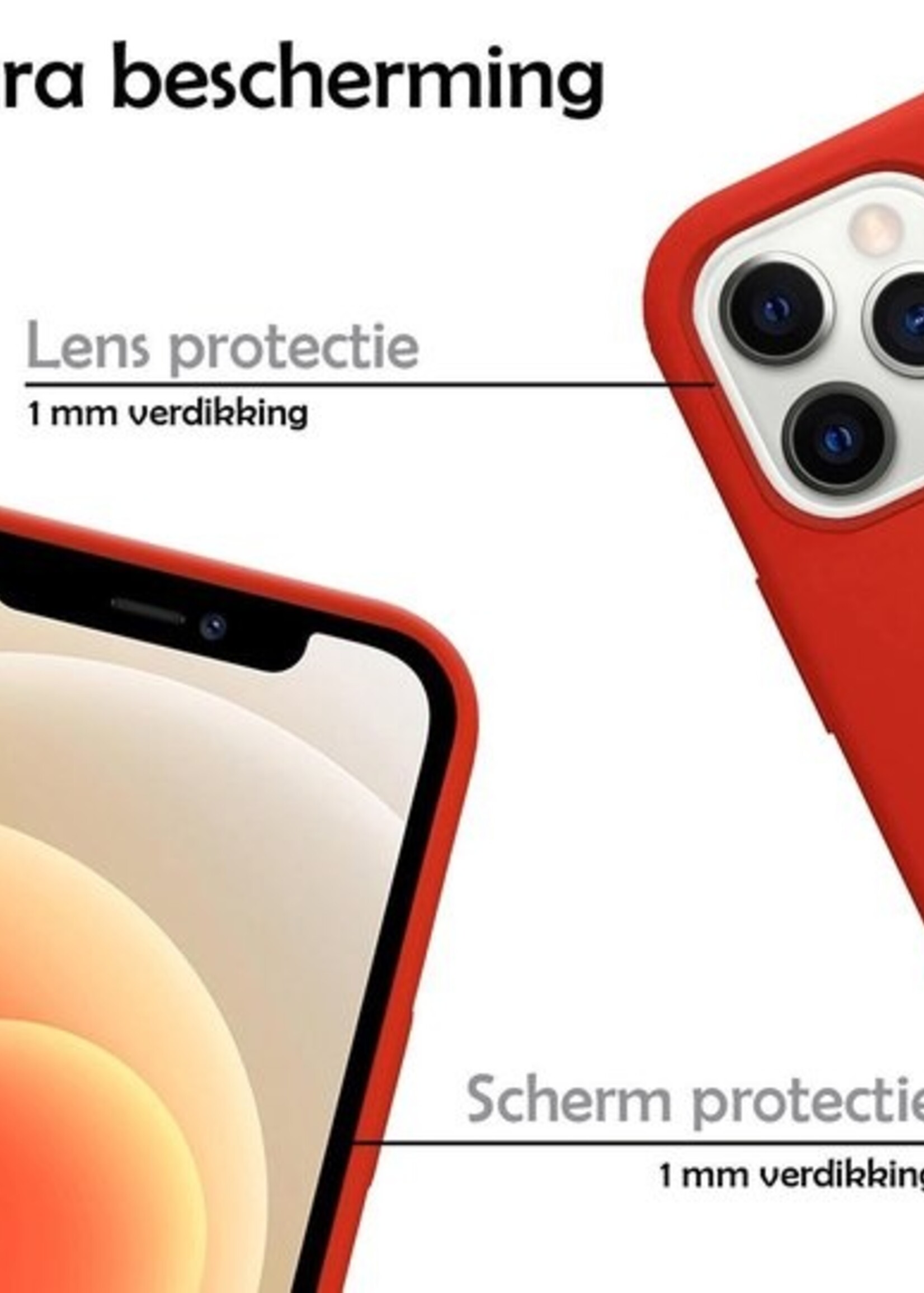 LUQ Hoesje Geschikt voor iPhone 12 Pro Hoesje Siliconen Case - Hoes Geschikt voor iPhone 12 Pro Hoes Siliconen - Rood