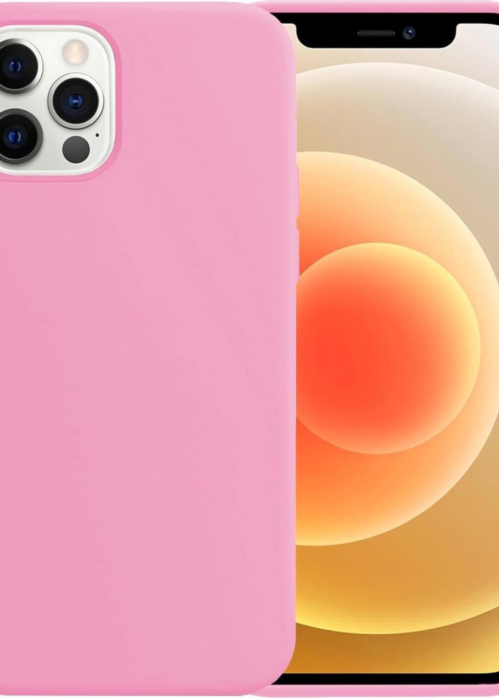 LUQ Hoesje Geschikt voor iPhone 12 Pro Hoesje Siliconen Case - Hoes Geschikt voor iPhone 12 Pro Hoes Siliconen - Roze