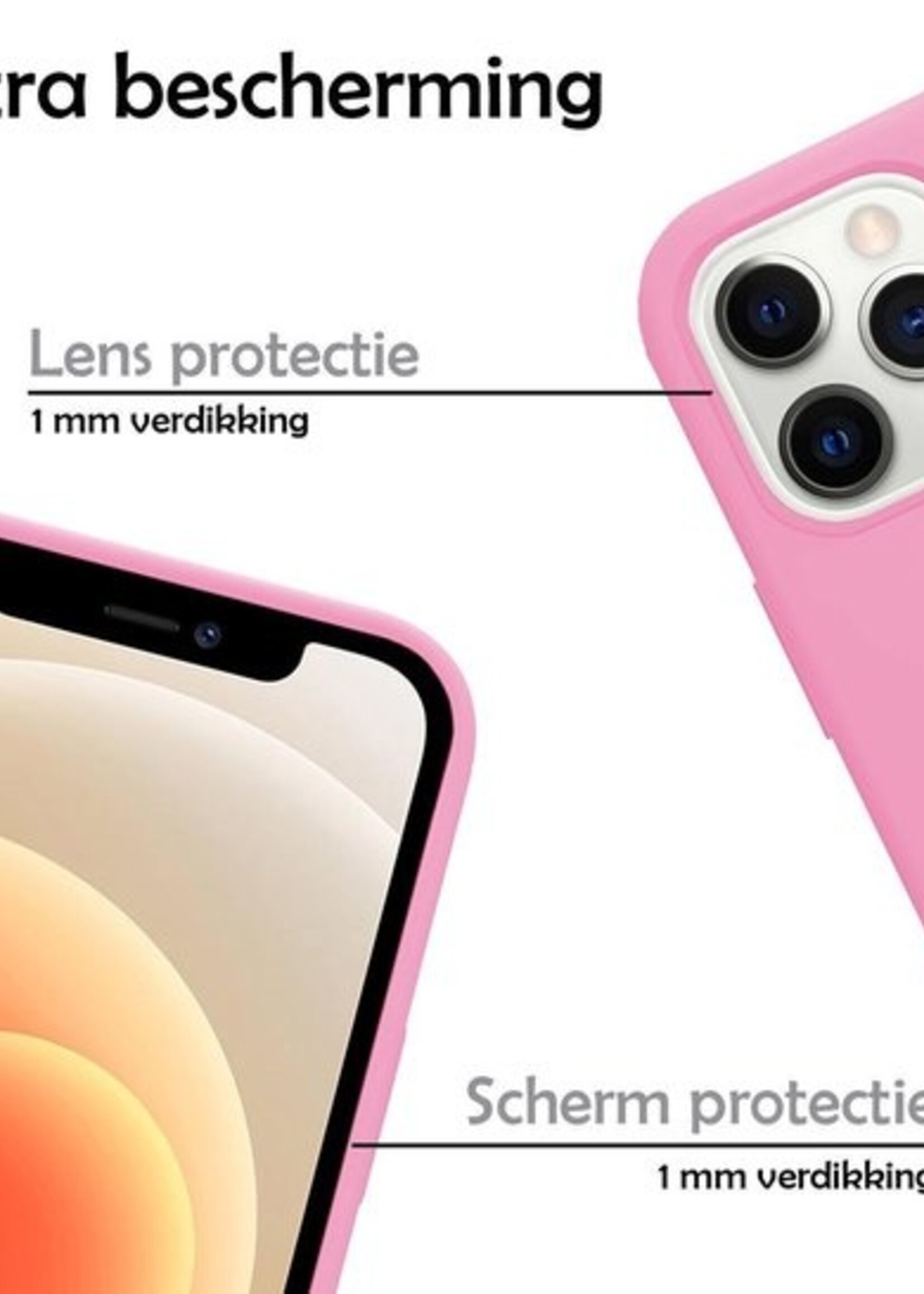 LUQ Hoesje Geschikt voor iPhone 12 Pro Hoesje Siliconen Case - Hoes Geschikt voor iPhone 12 Pro Hoes Siliconen - Roze