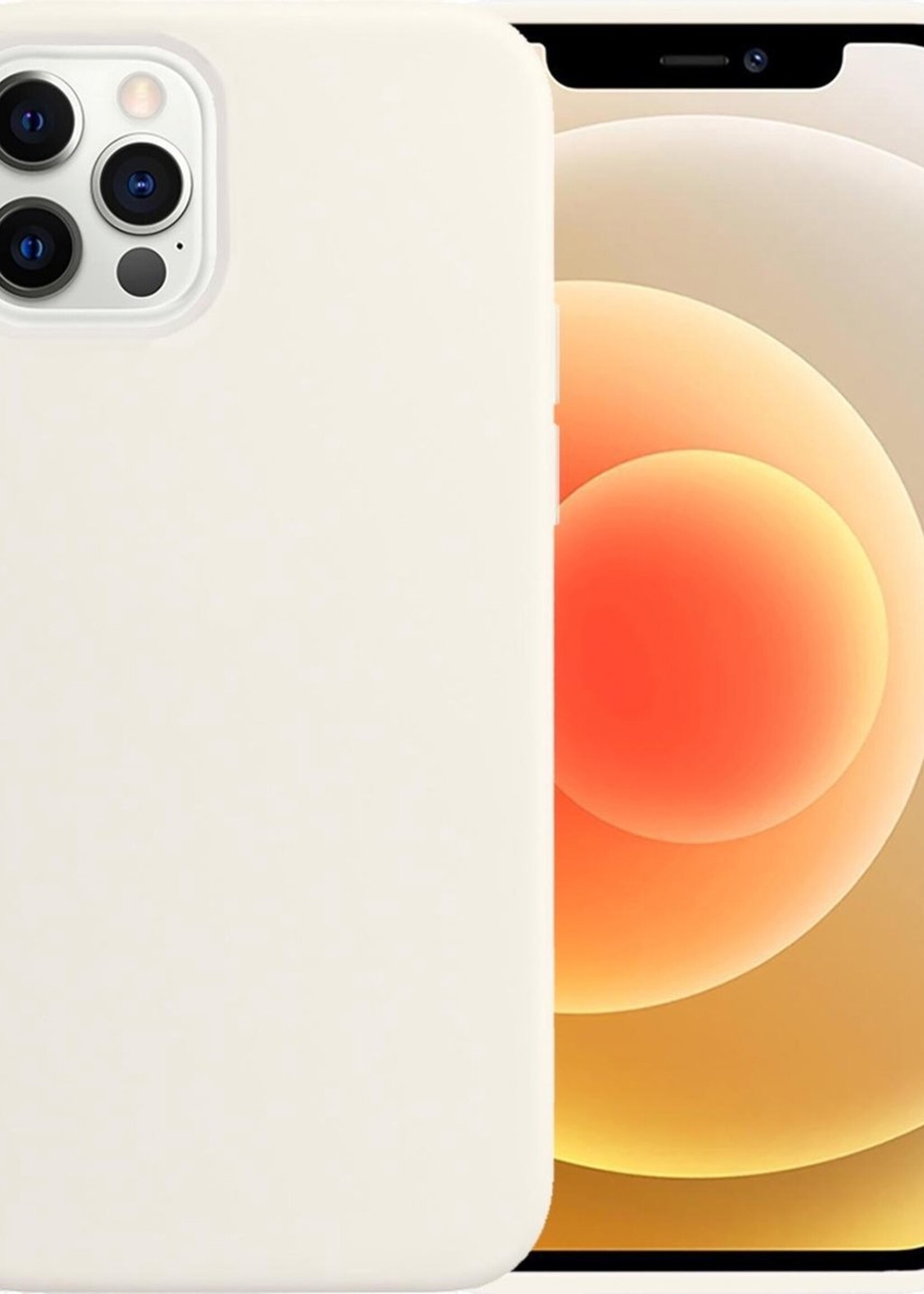 LUQ Hoesje Geschikt voor iPhone 12 Pro Hoesje Siliconen Case - Hoes Geschikt voor iPhone 12 Pro Hoes Siliconen - Wit