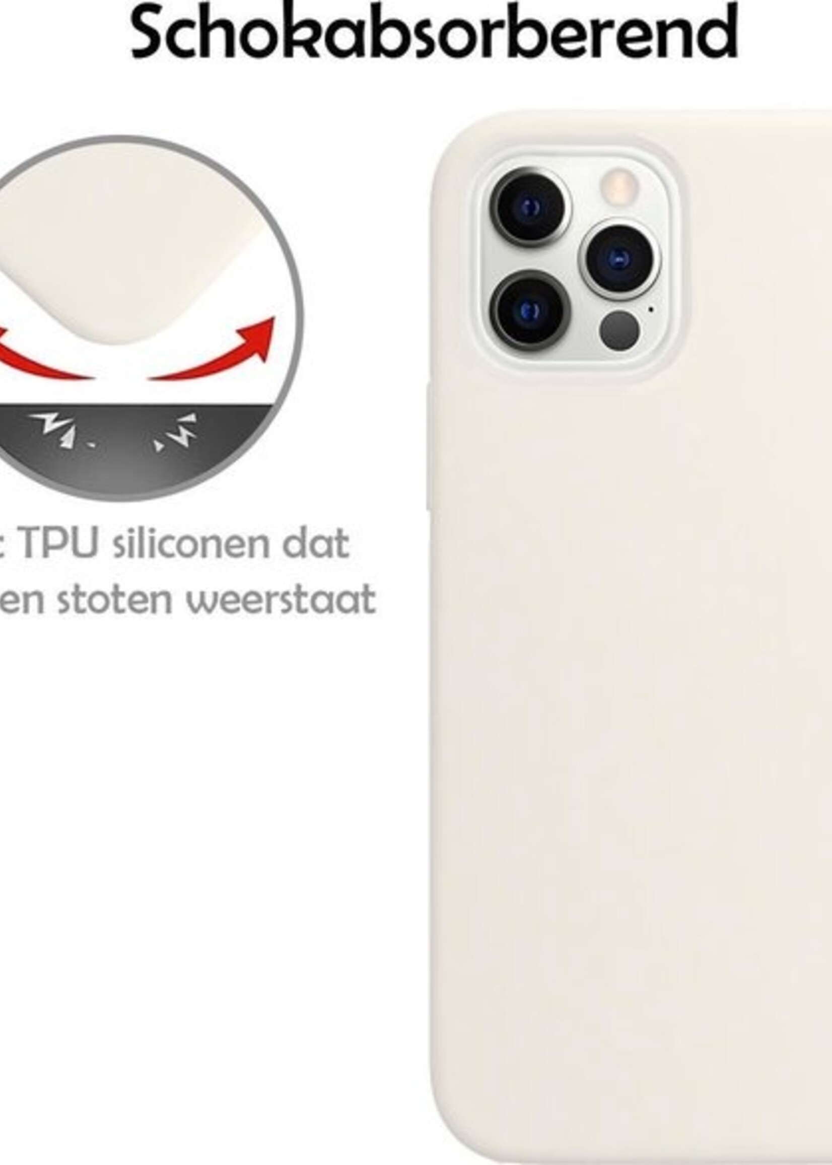 LUQ Hoesje Geschikt voor iPhone 12 Pro Hoesje Siliconen Case - Hoes Geschikt voor iPhone 12 Pro Hoes Siliconen - Wit