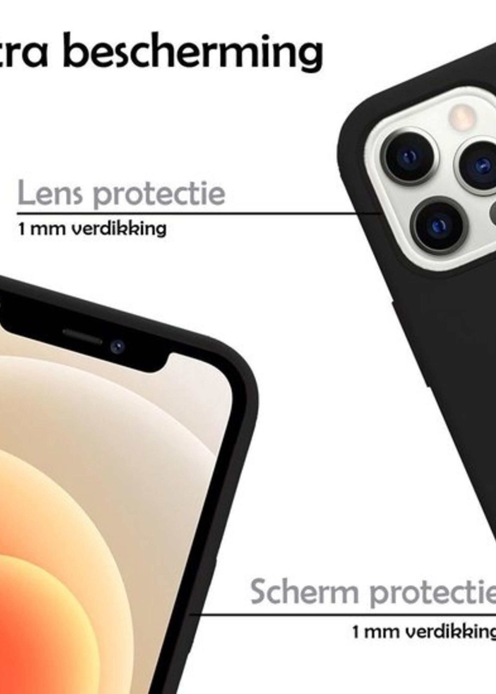 LUQ Hoesje Geschikt voor iPhone 12 Pro Hoesje Siliconen Case - Hoes Geschikt voor iPhone 12 Pro Hoes Siliconen - Zwart