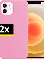 LUQ LUQ - 2 PACK - iPhone 12 Hoesje Siliconen Case - Lichtroze