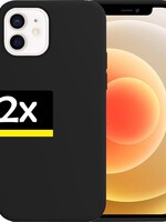 LUQ LUQ - 2 PACK - iPhone 12 Hoesje Siliconen Case - Zwart
