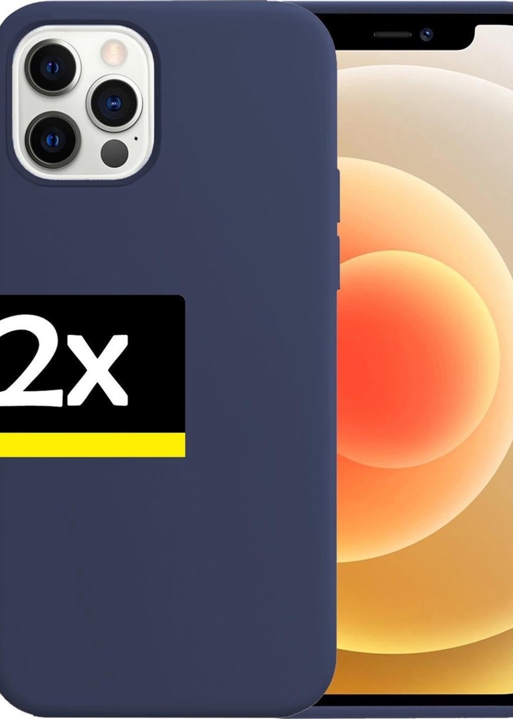 LUQ Hoesje Geschikt voor iPhone 12 Pro Hoesje Siliconen Case - Hoes Geschikt voor iPhone 12 Pro Hoes Siliconen - Donkerblauw - 2 Stuks