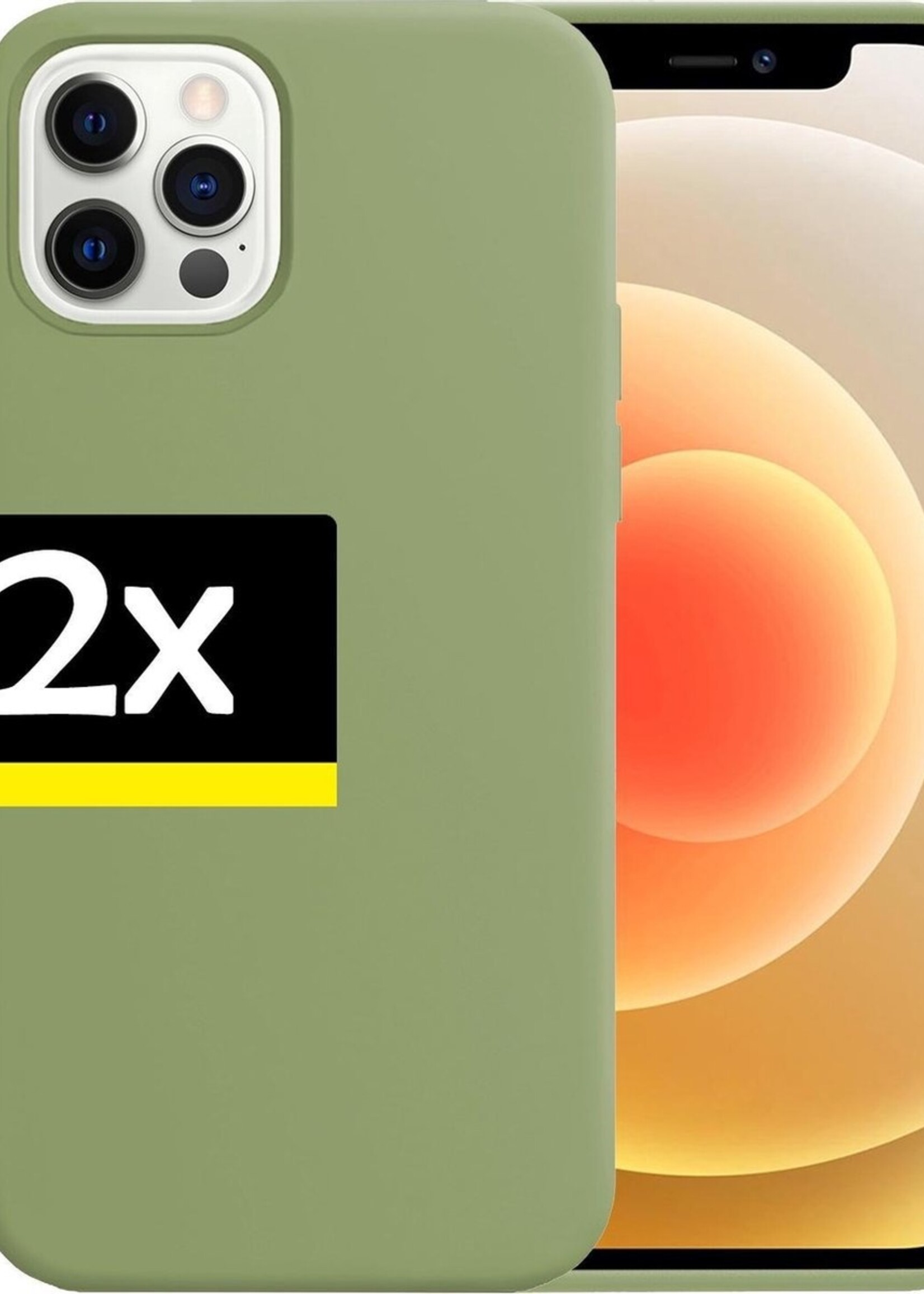 LUQ Hoesje Geschikt voor iPhone 12 Pro Hoesje Siliconen Case - Hoes Geschikt voor iPhone 12 Pro Hoes Siliconen - Groen - 2 Stuks