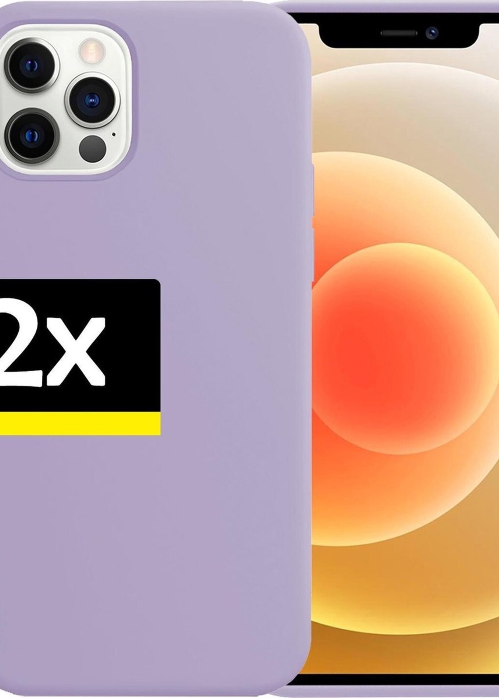 LUQ Hoesje Geschikt voor iPhone 12 Pro Hoesje Siliconen Case - Hoes Geschikt voor iPhone 12 Pro Hoes Siliconen - Lila - 2 Stuks