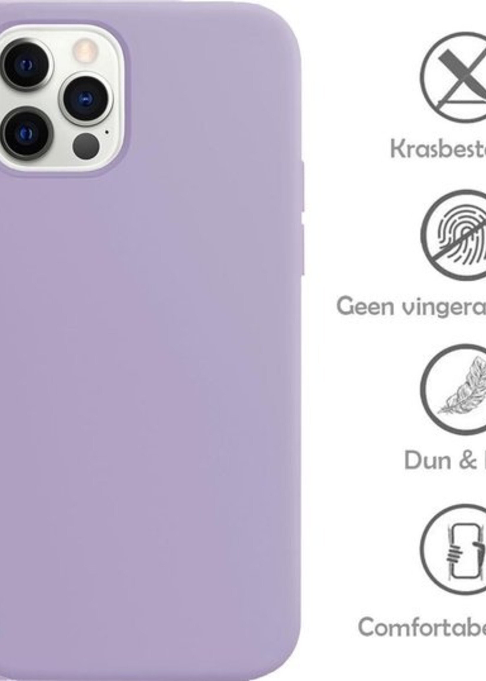 LUQ Hoesje Geschikt voor iPhone 12 Pro Hoesje Siliconen Case - Hoes Geschikt voor iPhone 12 Pro Hoes Siliconen - Lila - 2 Stuks