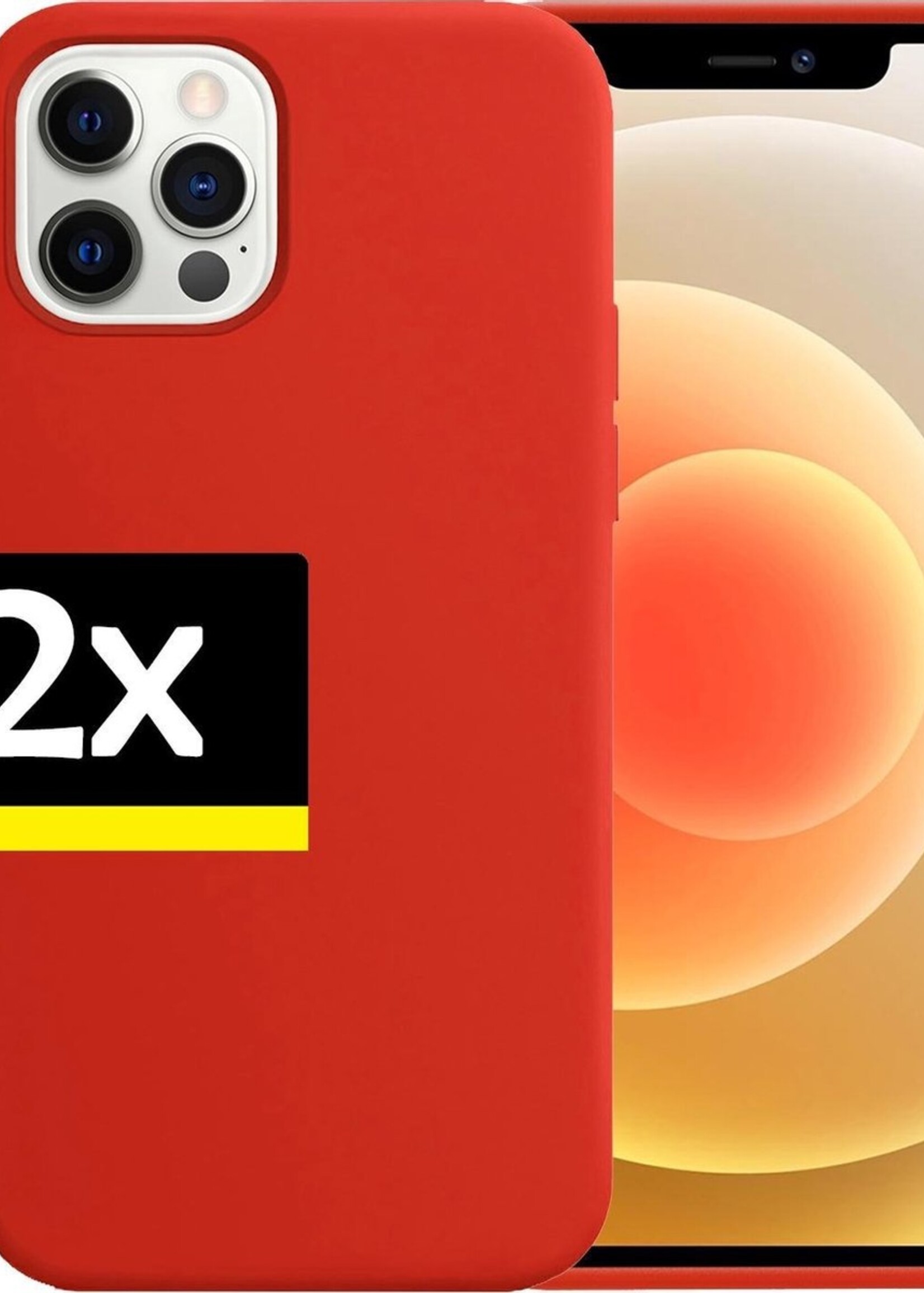 LUQ Hoesje Geschikt voor iPhone 12 Pro Hoesje Siliconen Case - Hoes Geschikt voor iPhone 12 Pro Hoes Siliconen - Rood - 2 Stuks