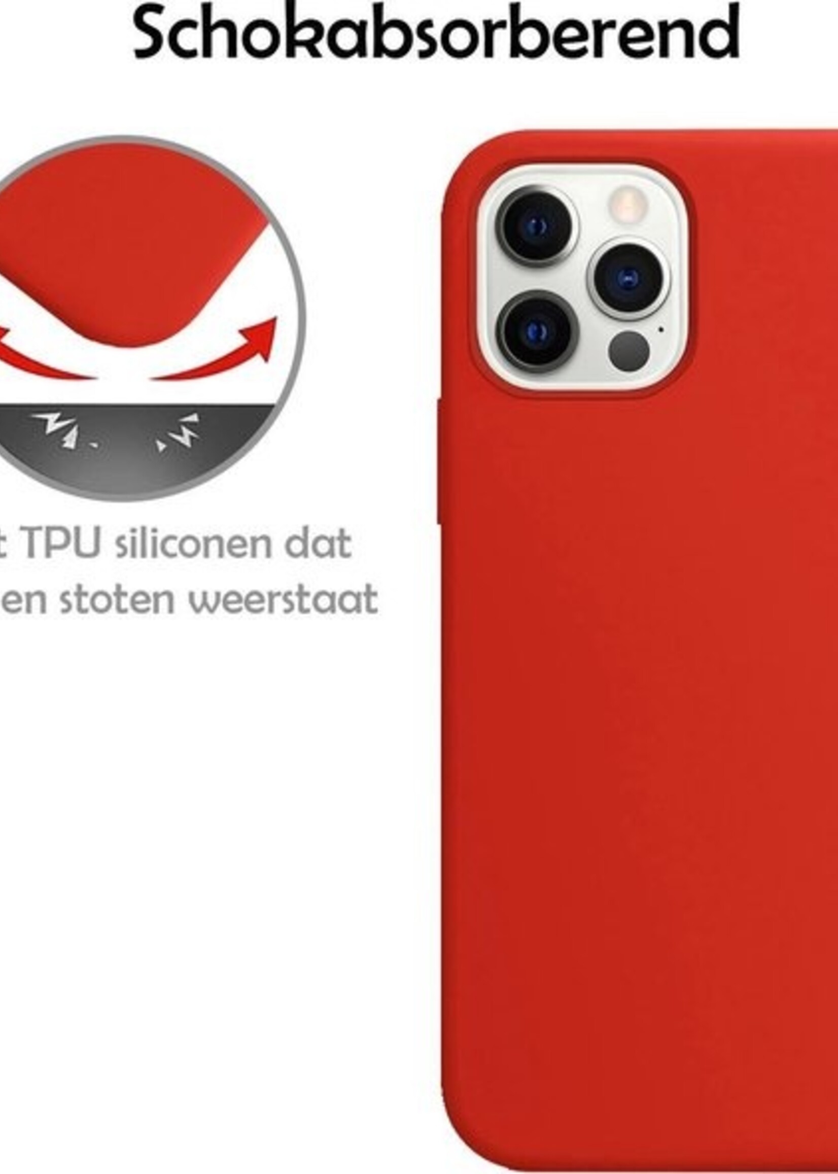 LUQ Hoesje Geschikt voor iPhone 12 Pro Hoesje Siliconen Case - Hoes Geschikt voor iPhone 12 Pro Hoes Siliconen - Rood - 2 Stuks