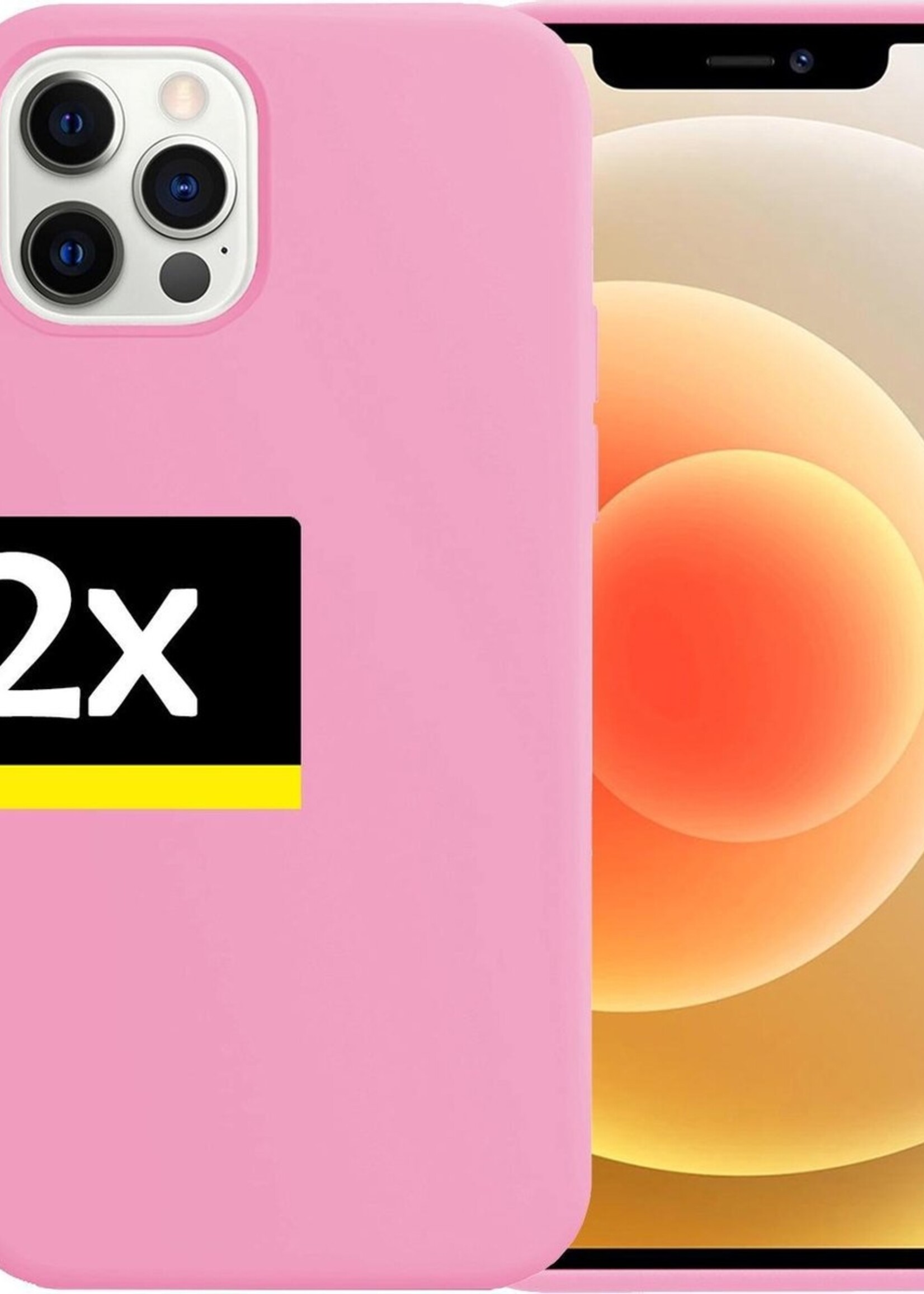 LUQ Hoesje Geschikt voor iPhone 12 Pro Hoesje Siliconen Case - Hoes Geschikt voor iPhone 12 Pro Hoes Siliconen - Roze - 2 Stuks