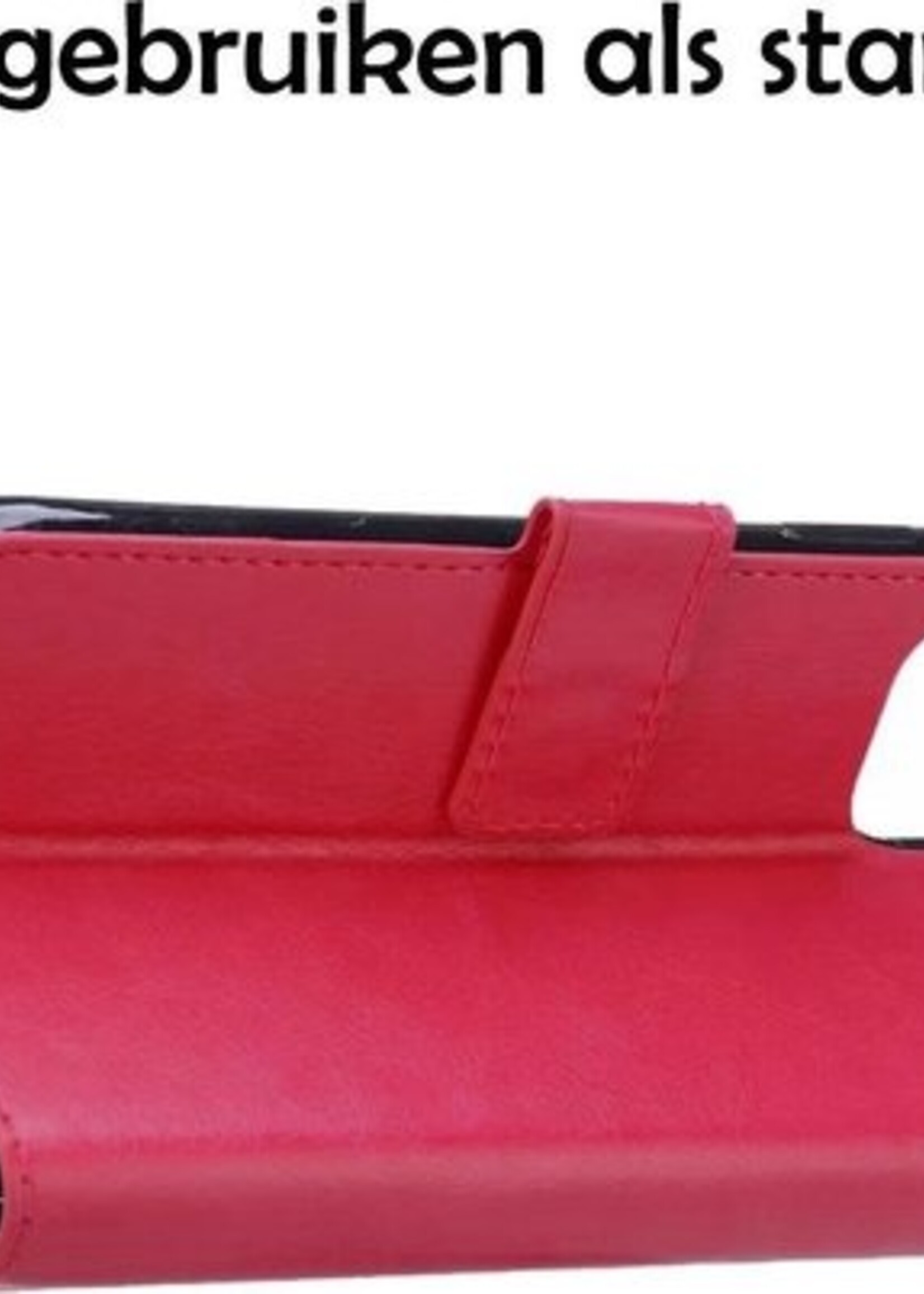 LUQ Hoesje Geschikt voor iPhone 12 Hoesje Book Case Hoes Wallet Cover - Hoes Geschikt voor iPhone 12 Hoesje Bookcase Hoes - Donkerroze