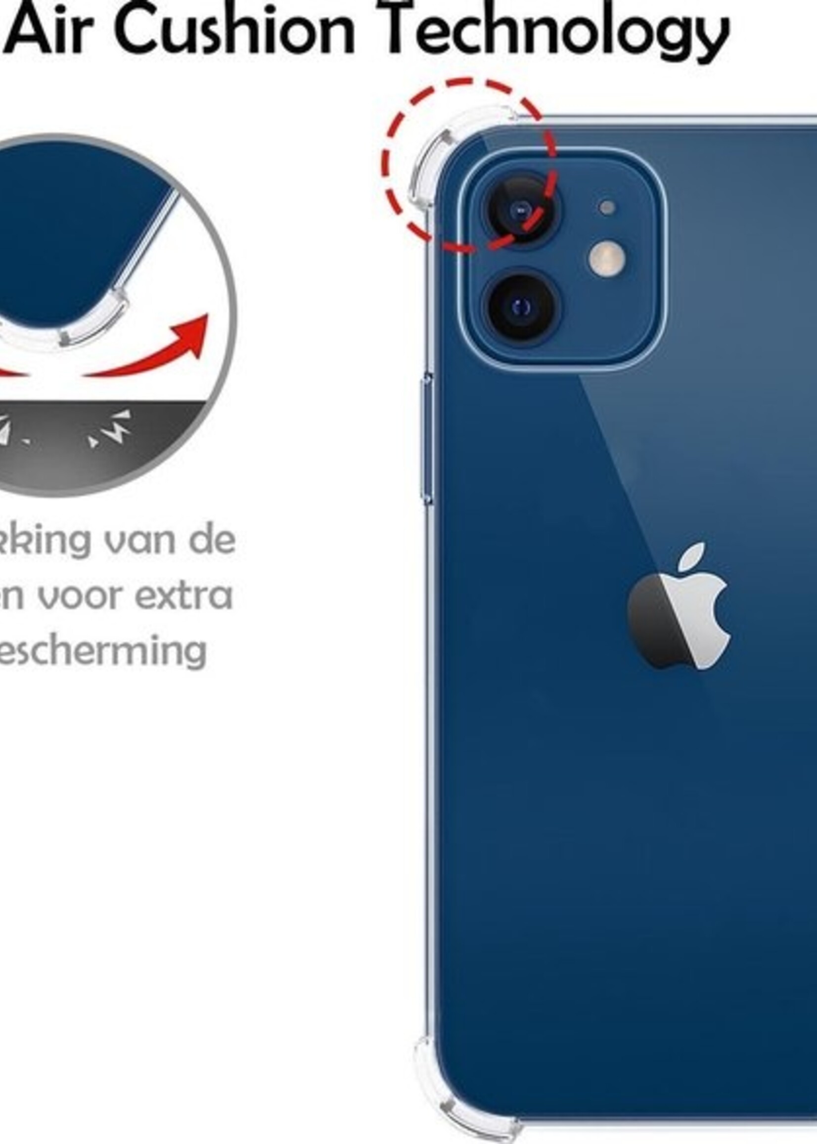 LUQ Hoesje Geschikt voor iPhone 12 Hoesje Shockproof Case Siliconen - Hoes Geschikt voor iPhone 12 Hoes Cover Siliconen - Transparant - 2 Stuks