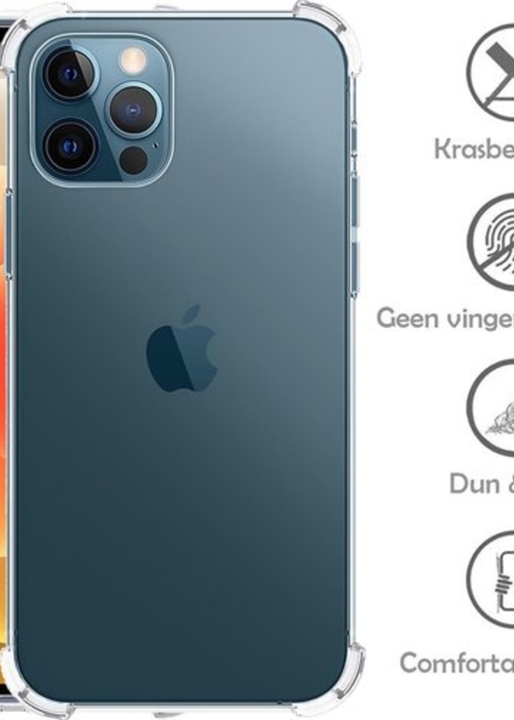 LUQ Hoesje Geschikt voor iPhone 12 Pro Hoesje Shockproof Case Siliconen - Hoes Geschikt voor iPhone 12 Pro Hoes Cover Siliconen - Transparant - 2 Stuks