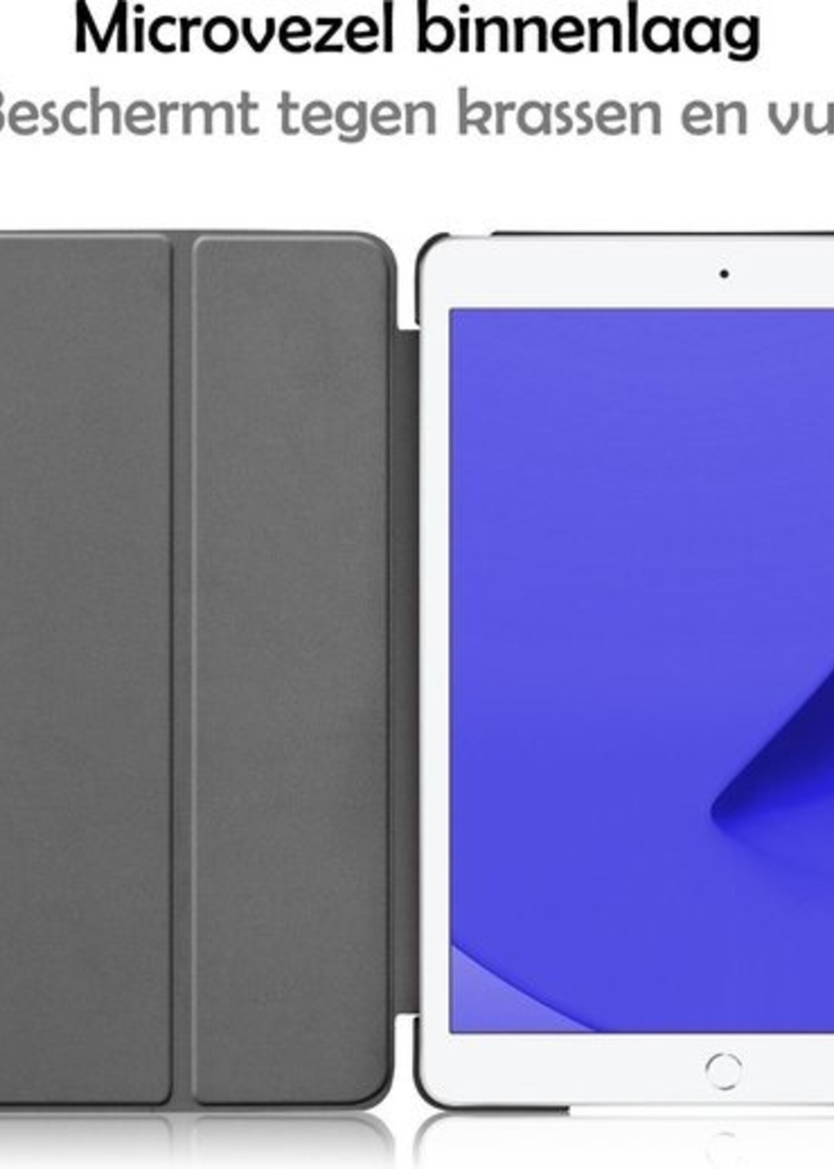 LUQ Hoes Geschikt voor iPad 10.2 2019 Hoes Luxe Hoesje Book Case Met Screenprotector - Hoesje Geschikt voor iPad 7 Hoes Cover - Lichtblauw