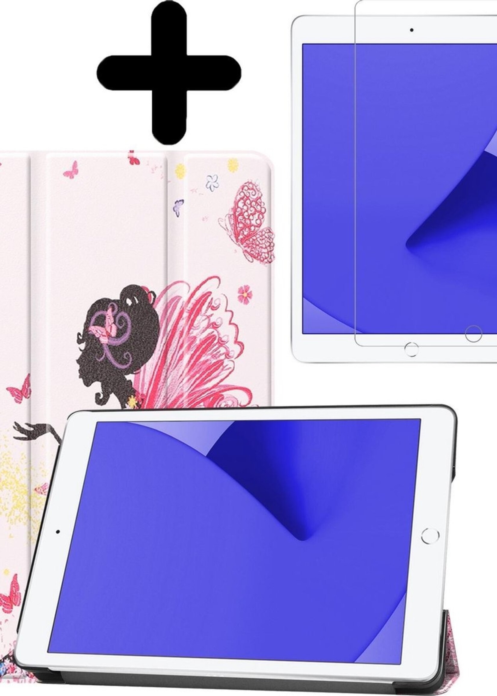 LUQ Hoes Geschikt voor iPad 10.2 2019 Hoes Luxe Hoesje Book Case Met Screenprotector - Hoesje Geschikt voor iPad 7 Hoes Cover - Elfje