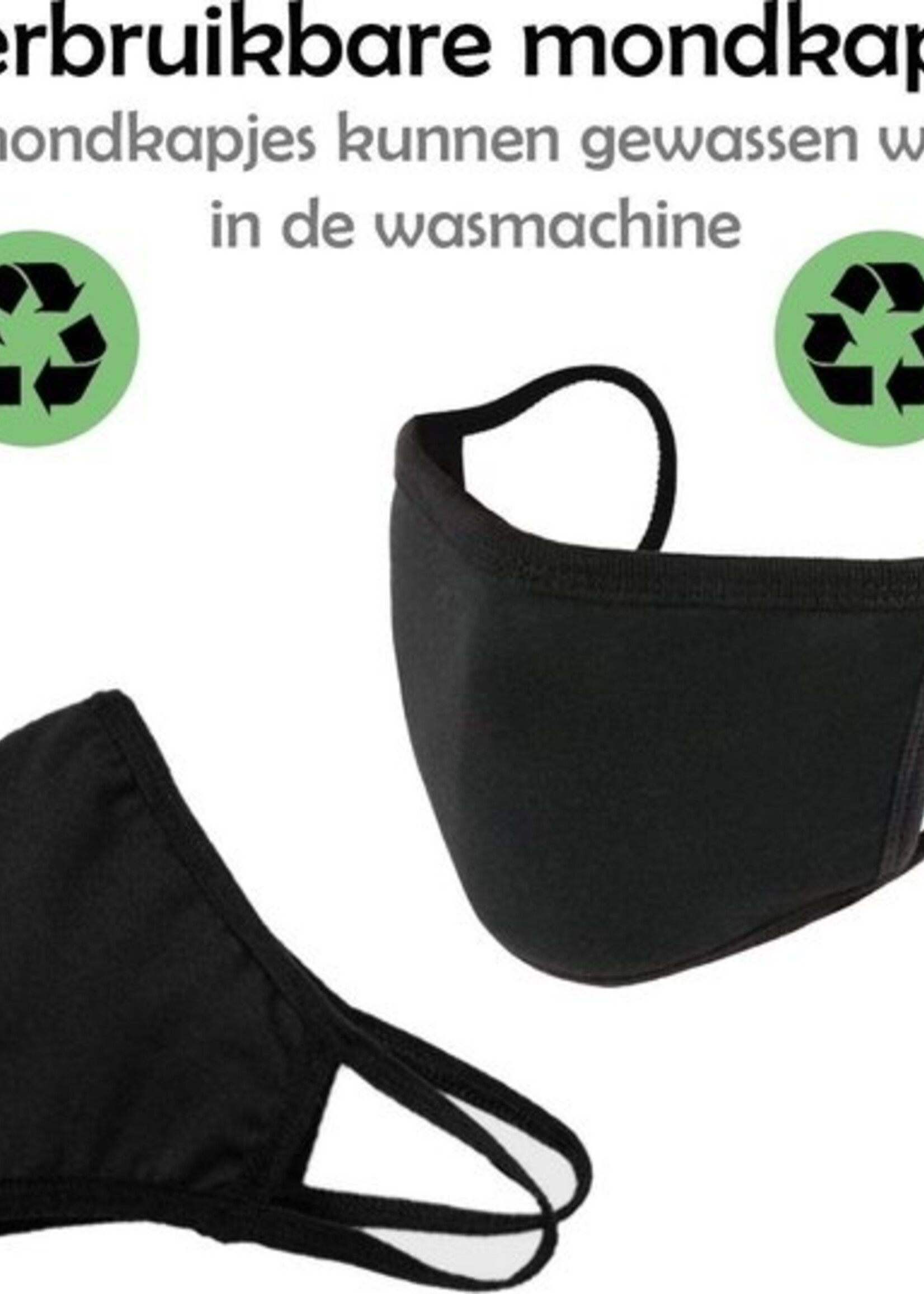 LUQ Mondkapje Wasbaar Katoen Mondmasker Zwart Mondkapjes Niet-medisch