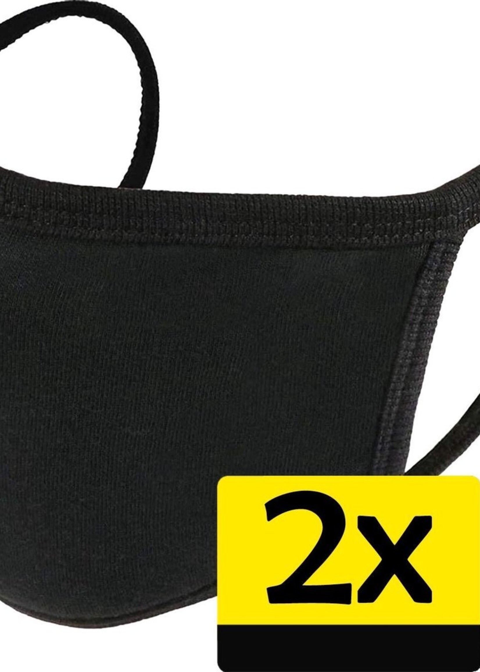 LUQ Mondkapje Wasbaar Katoen Mondmasker Zwart Niet-medisch Mask - 2 Stuks