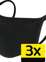 LUQ LUQ Wasbaar mondmasker katoen - Zwart - 3 PACK