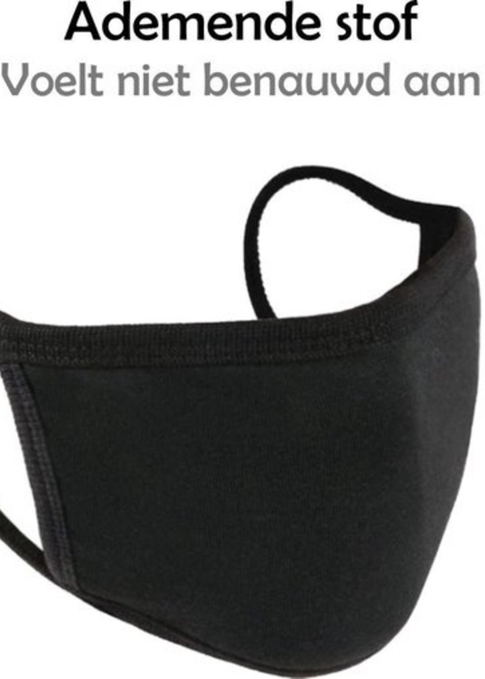 LUQ Mondkapje Wasbaar Katoen Mondmasker Zwart Niet-medisch Mask - 10 Stuks