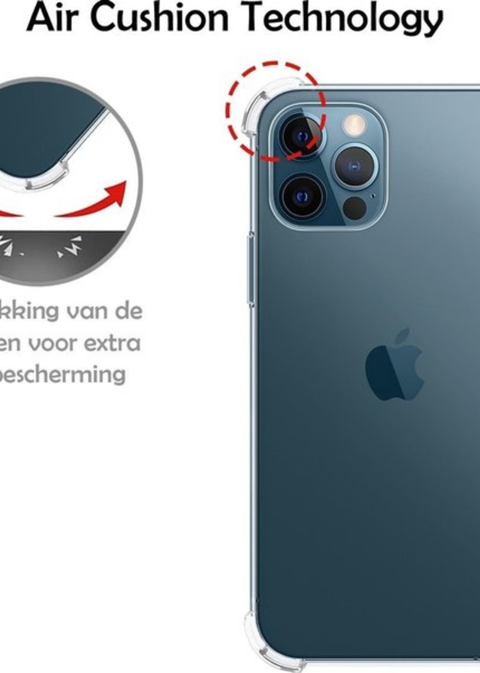 LUQ Hoesje Geschikt voor iPhone 12 Pro Max Hoesje Shockproof Case Siliconen - Hoes Geschikt voor iPhone 12 Pro Max Hoes Cover Siliconen - Transparant